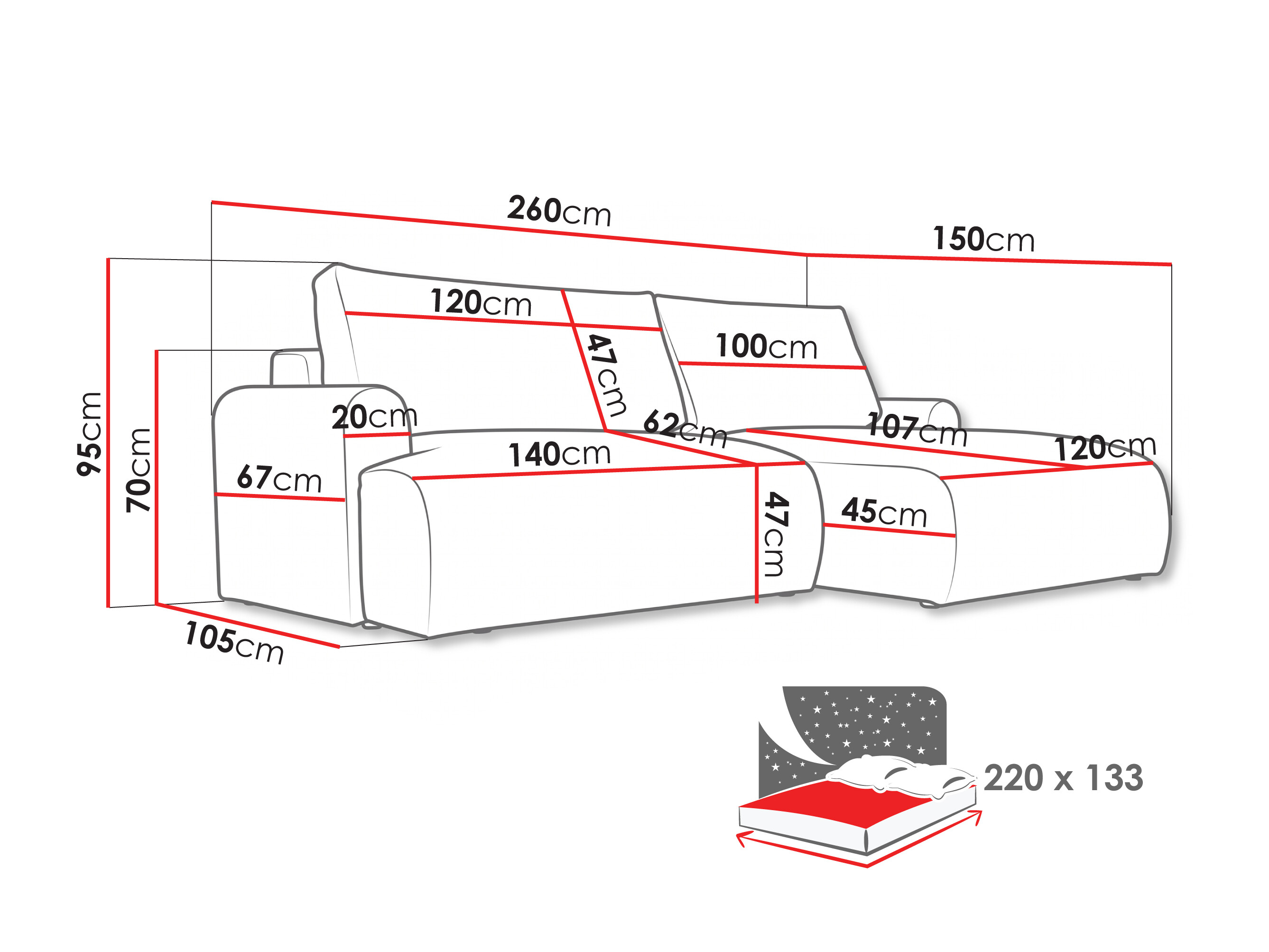Corner sofa Lufkin 152 (Aragon 03)