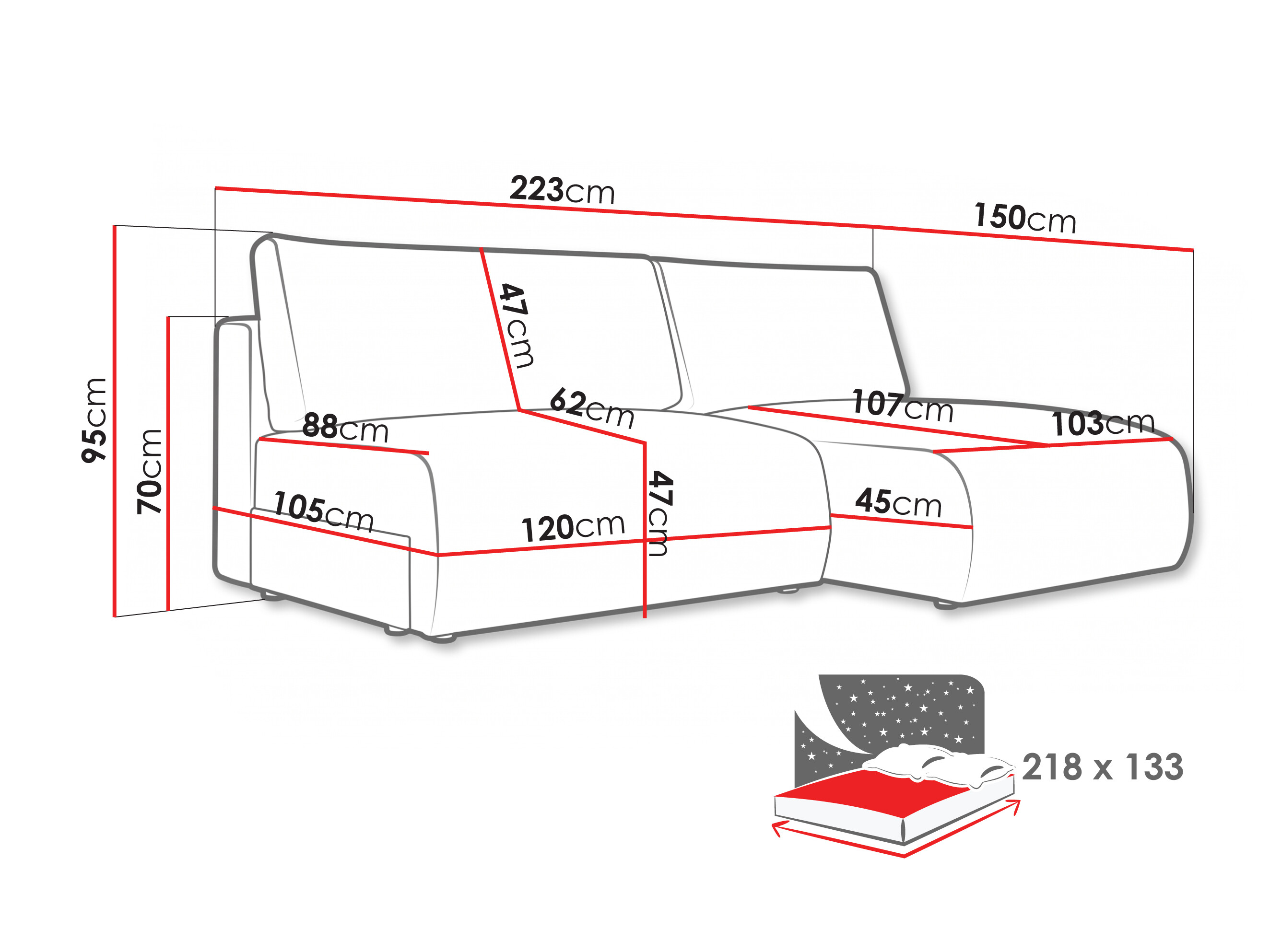 Corner sofa Lufkin 154 (Aragon 39)