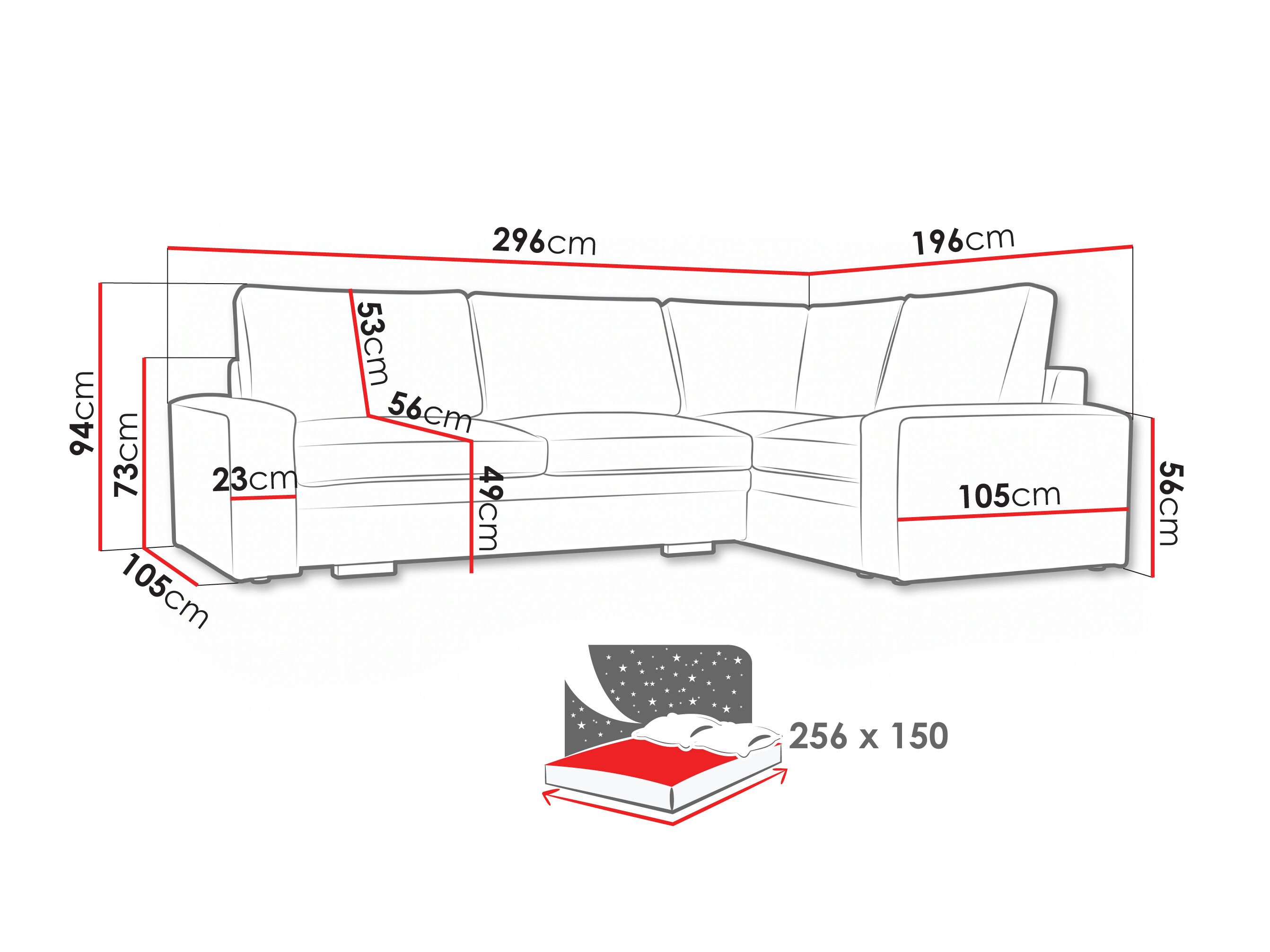 Corner sofa Lufkin 160 (Onega 14)