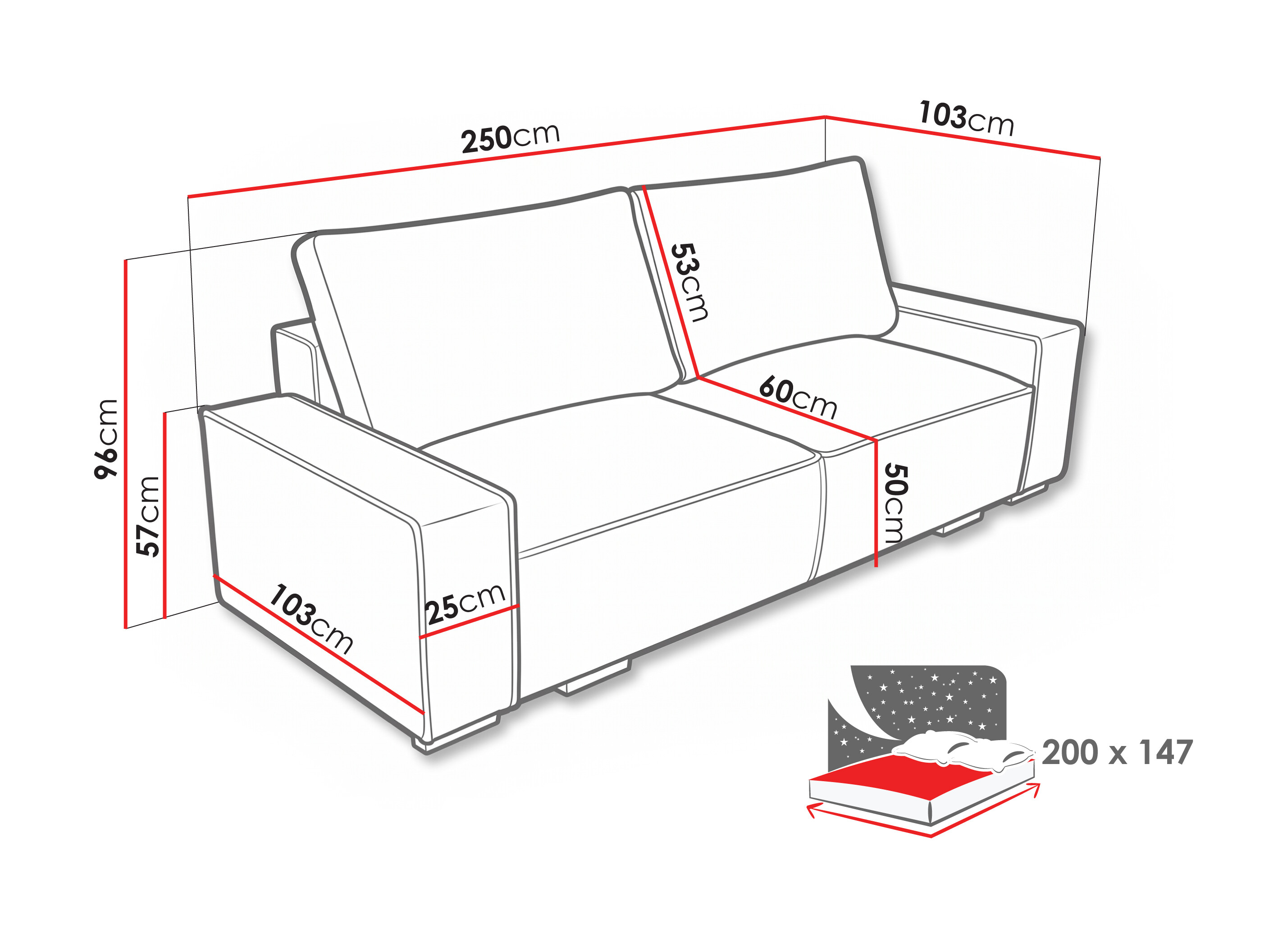 Sofa bed Lufkin 156 (Lincoln 86)