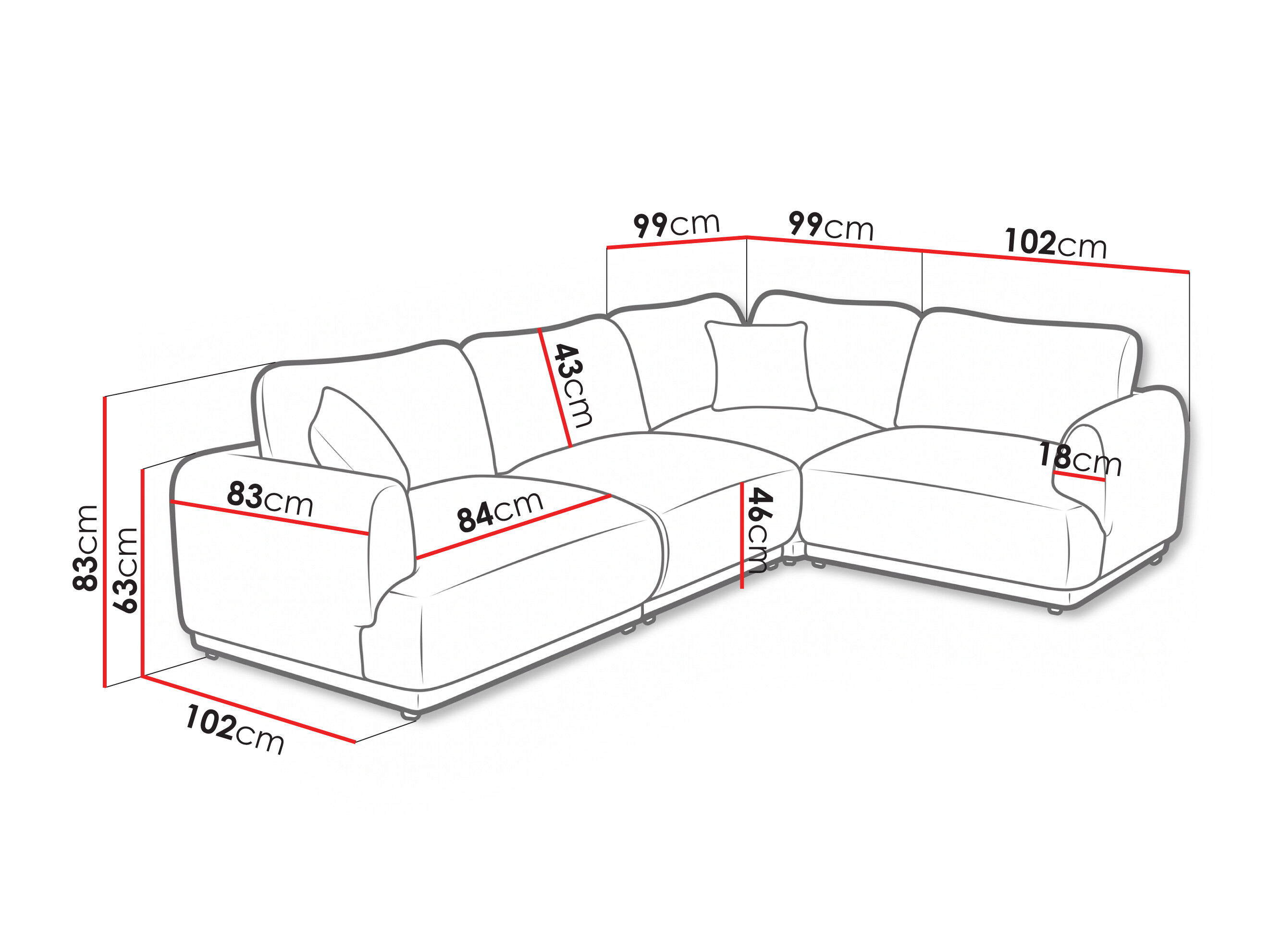 Corner sofa Cavfeni 105 (Coral 65)