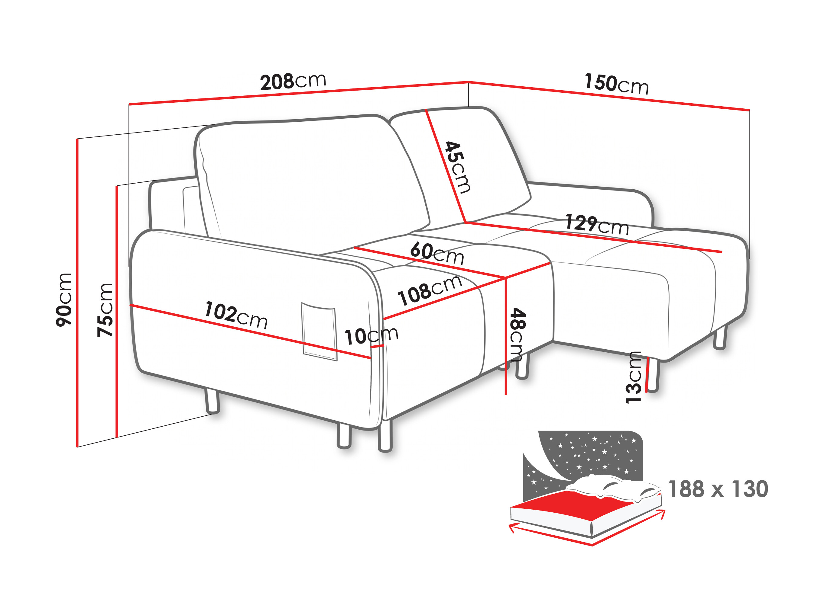 Corner sofa Lufkin 155 (Gerra 80)