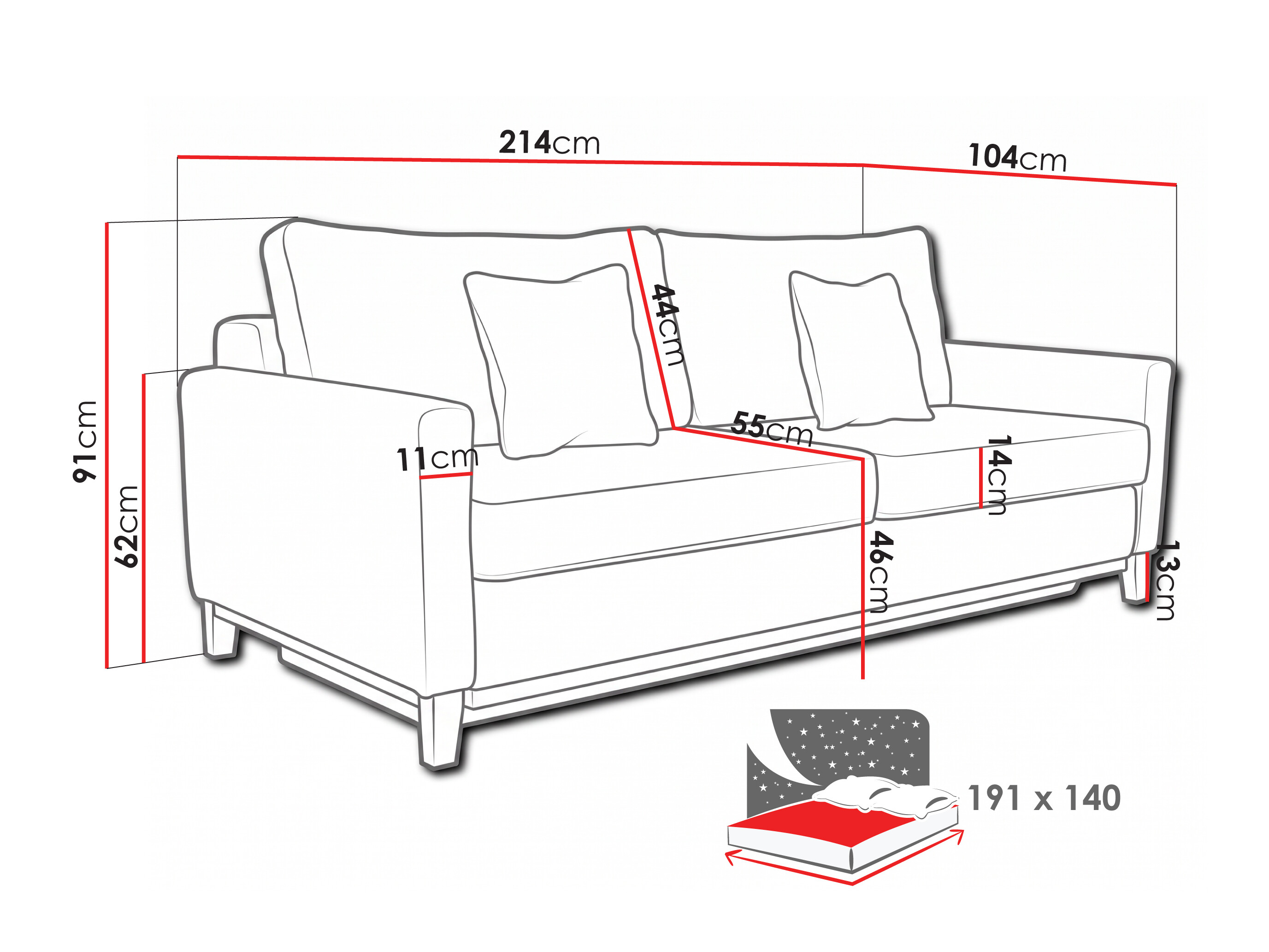 Sofa bed Lufkin 129 (Anafi 15)
