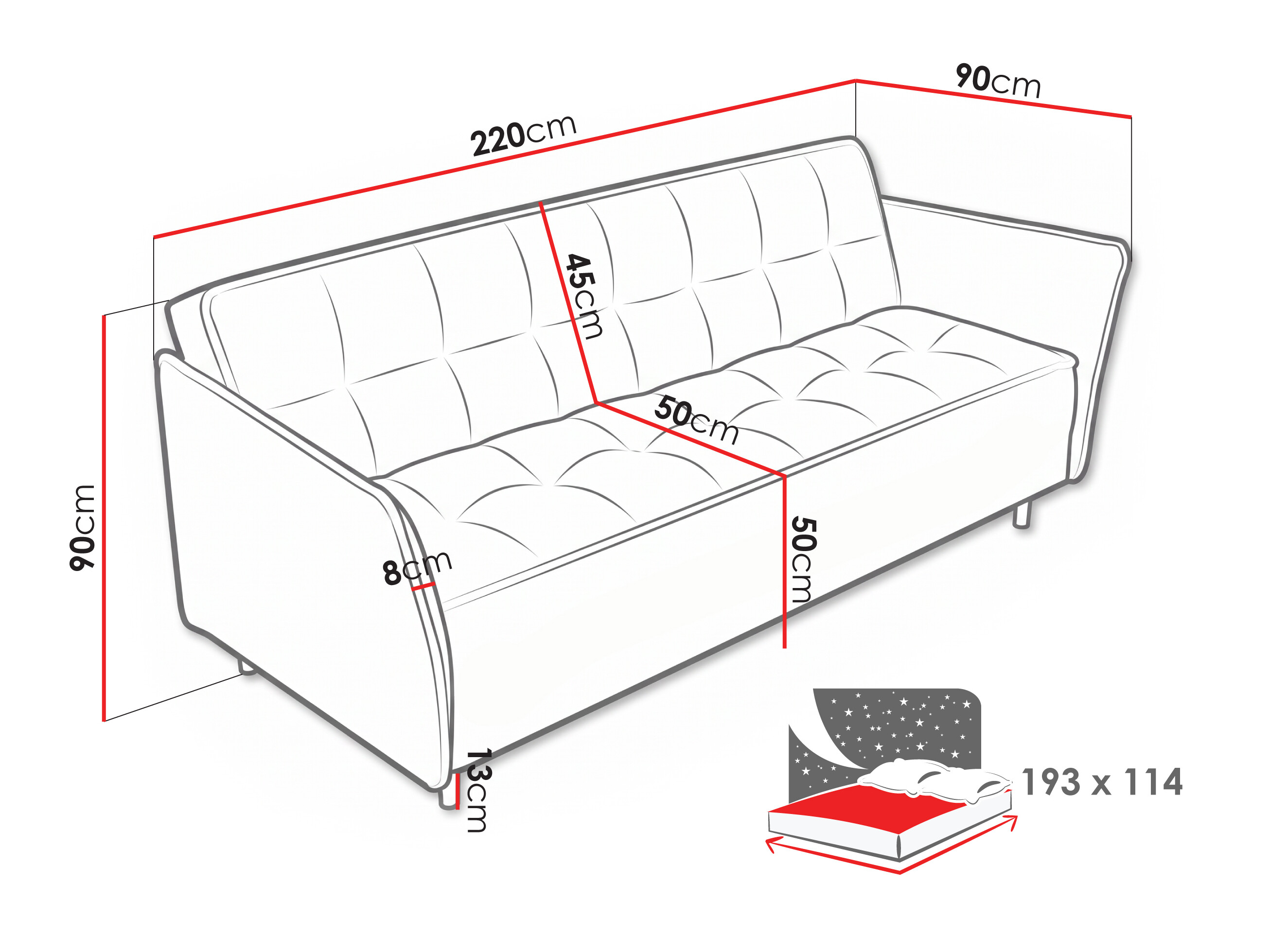 Sofa bed Lufkin 130 (Curio 93)