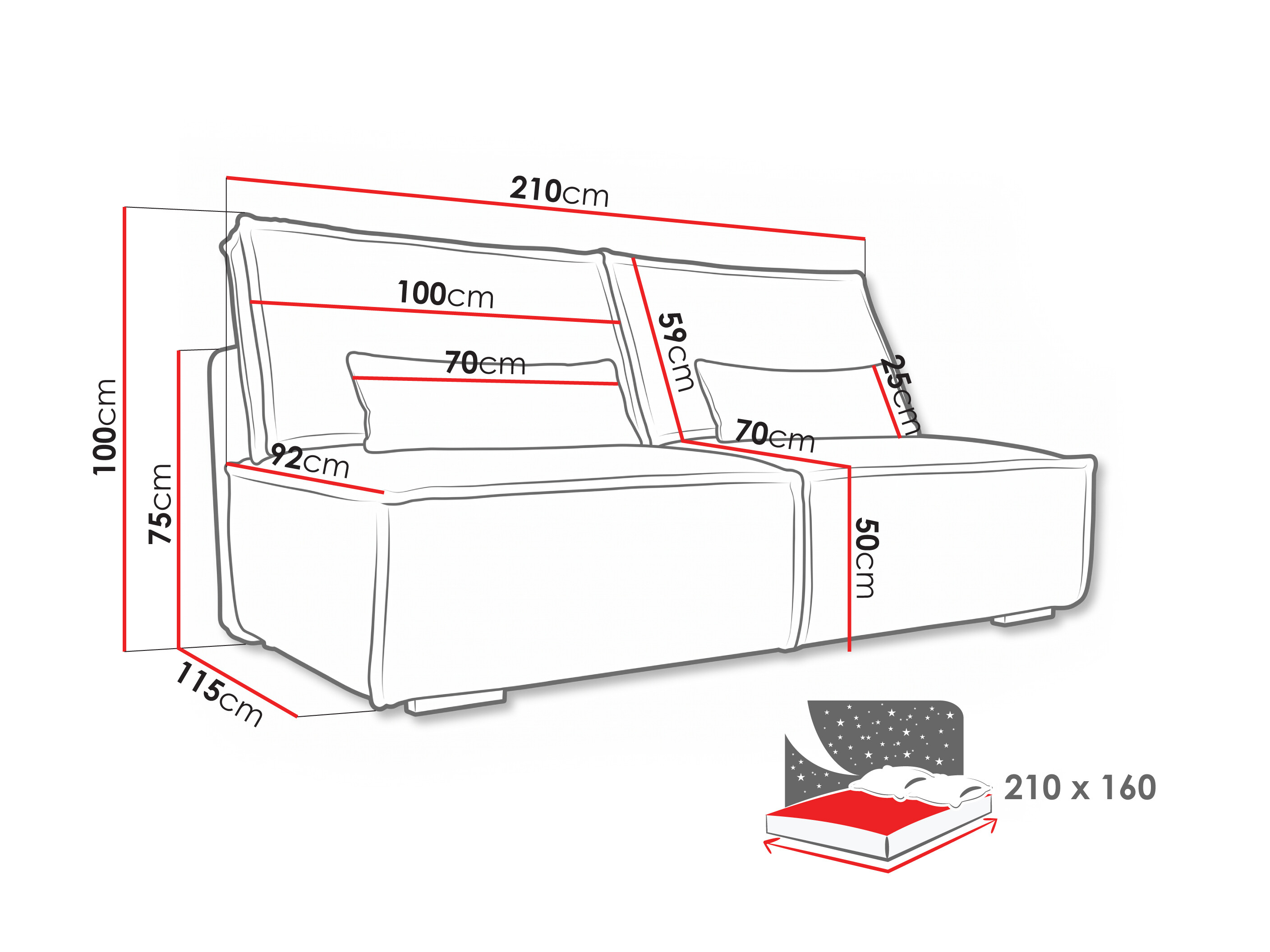 Sofa bed Lufkin 147 (Tilia 17)