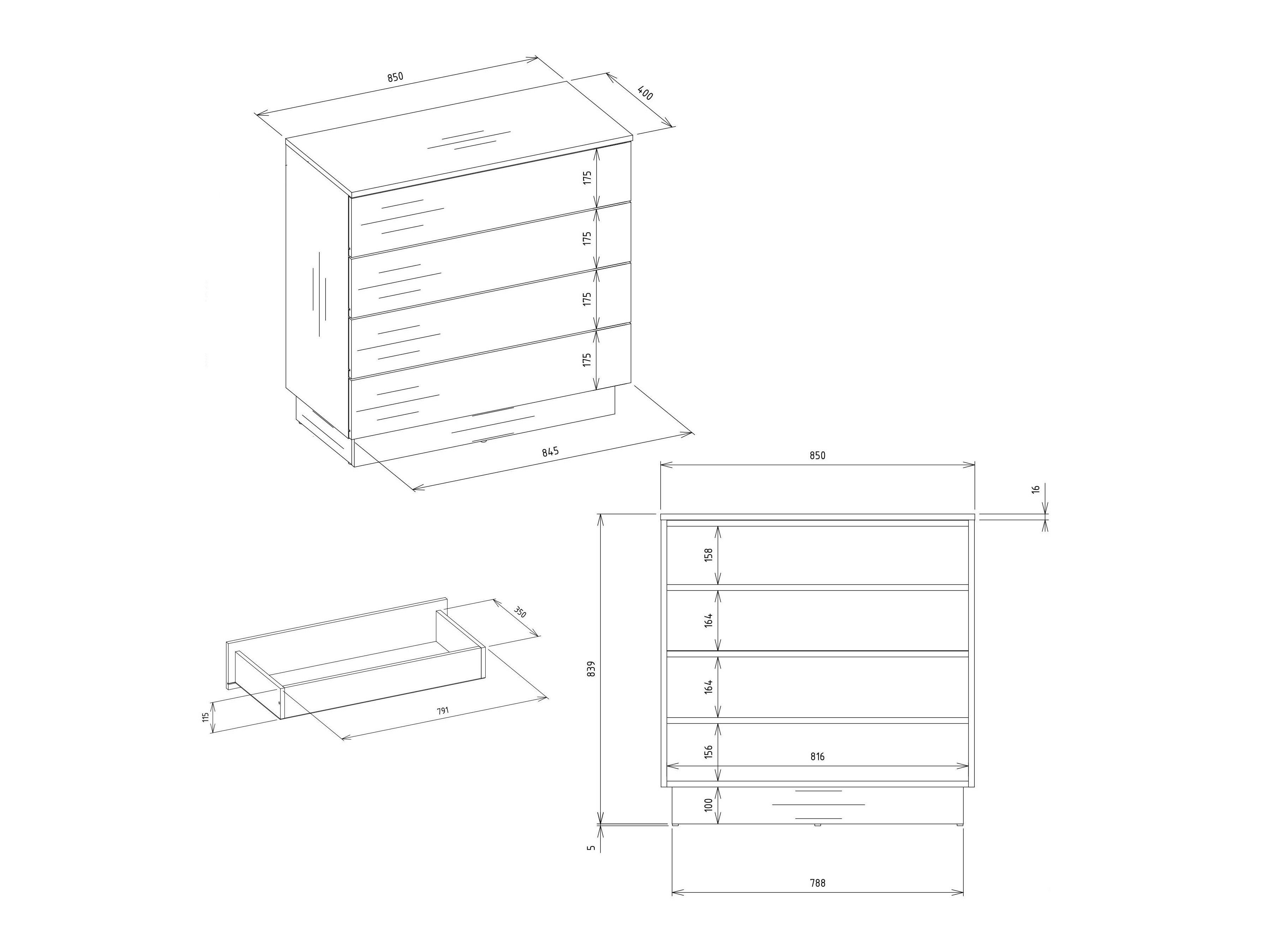 Chest of drawers Mandeville 406 (White)