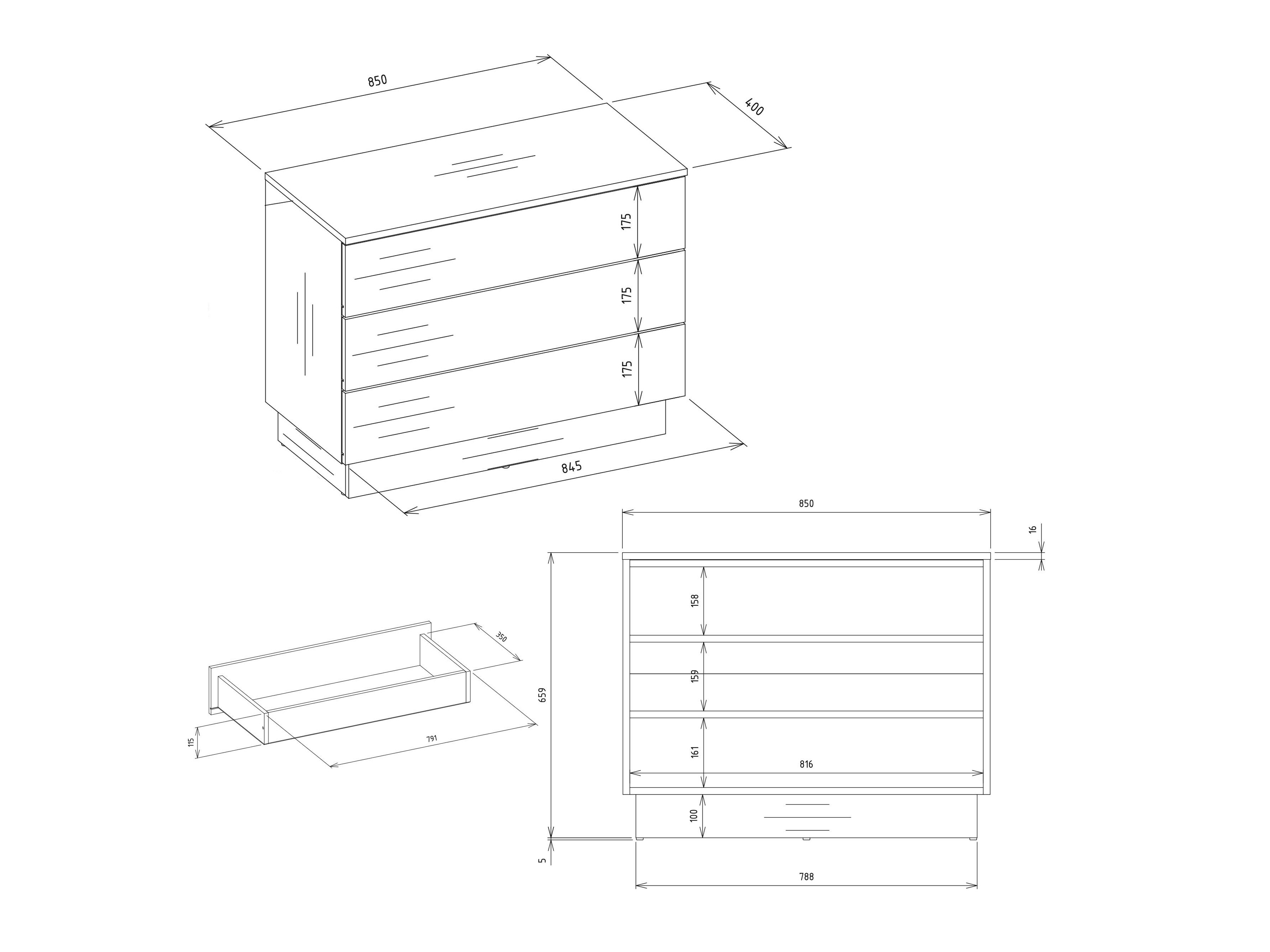 Chest of drawers Mandeville 405 (White)