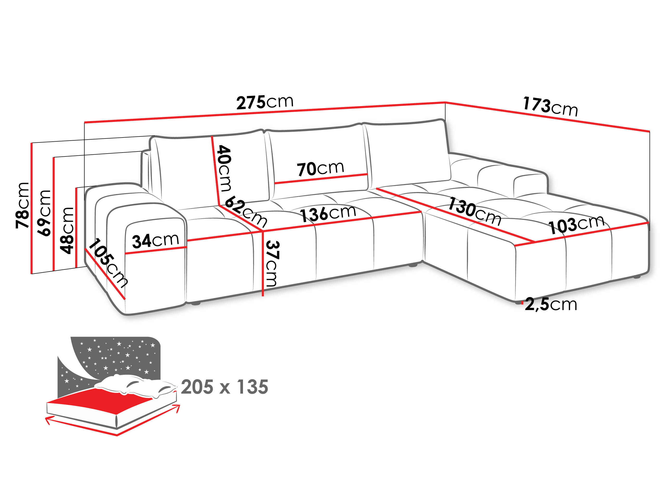 Corner sofa Comfivo Origor I (Lumo 65)