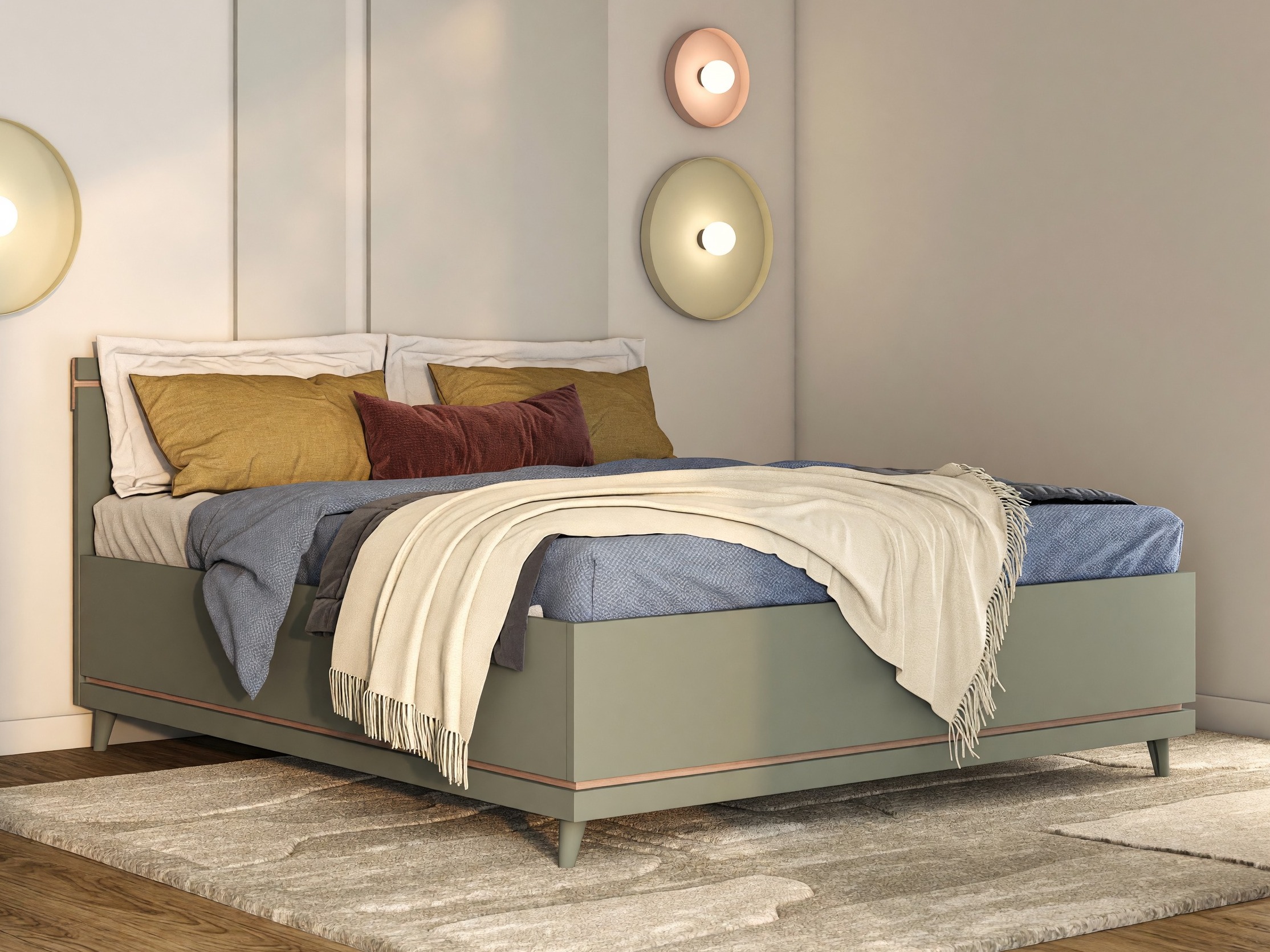 Bed Fertalu 107 (Green + Oak)
