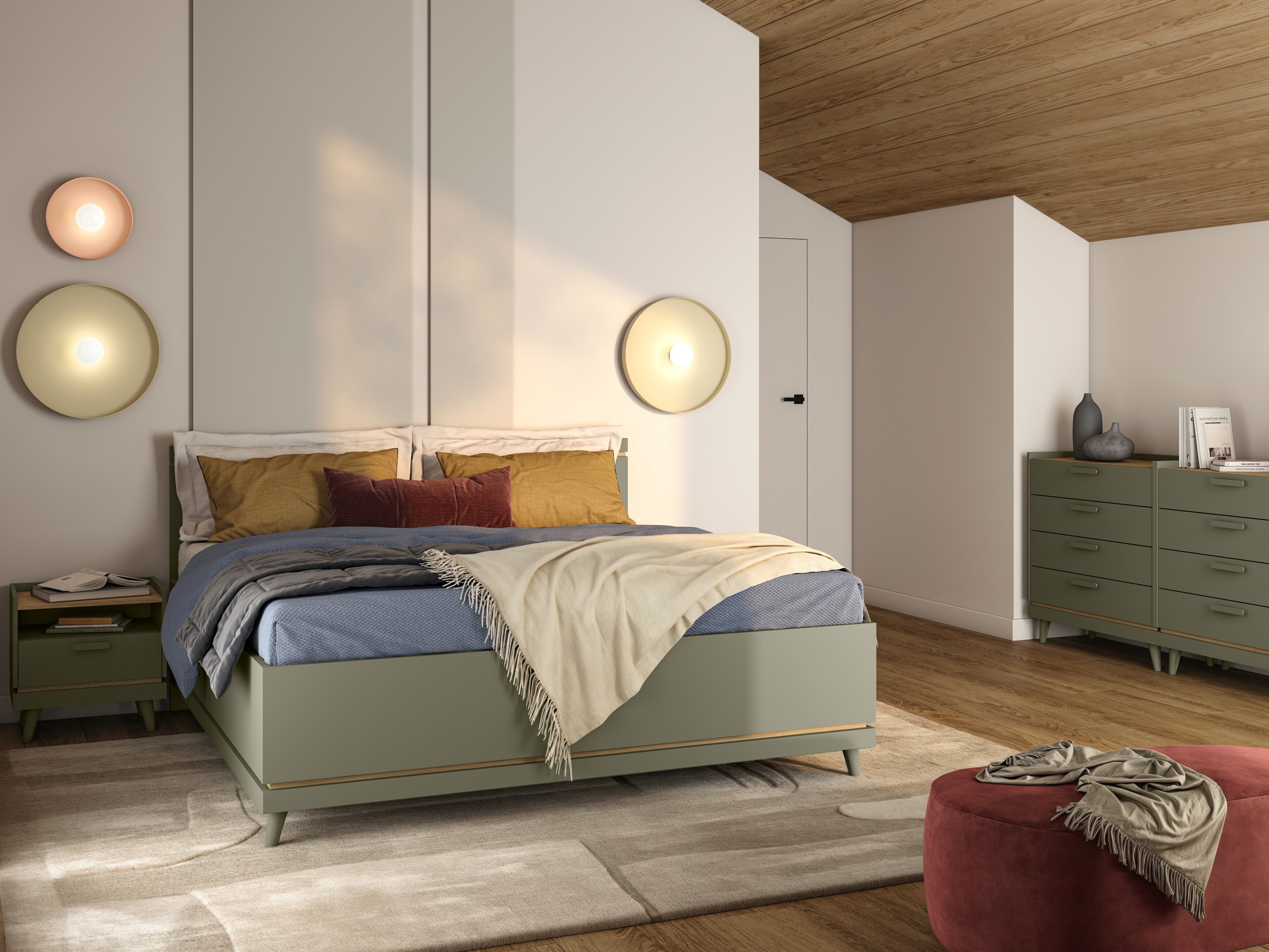Bed Fertalu 107 (Green + Oak)