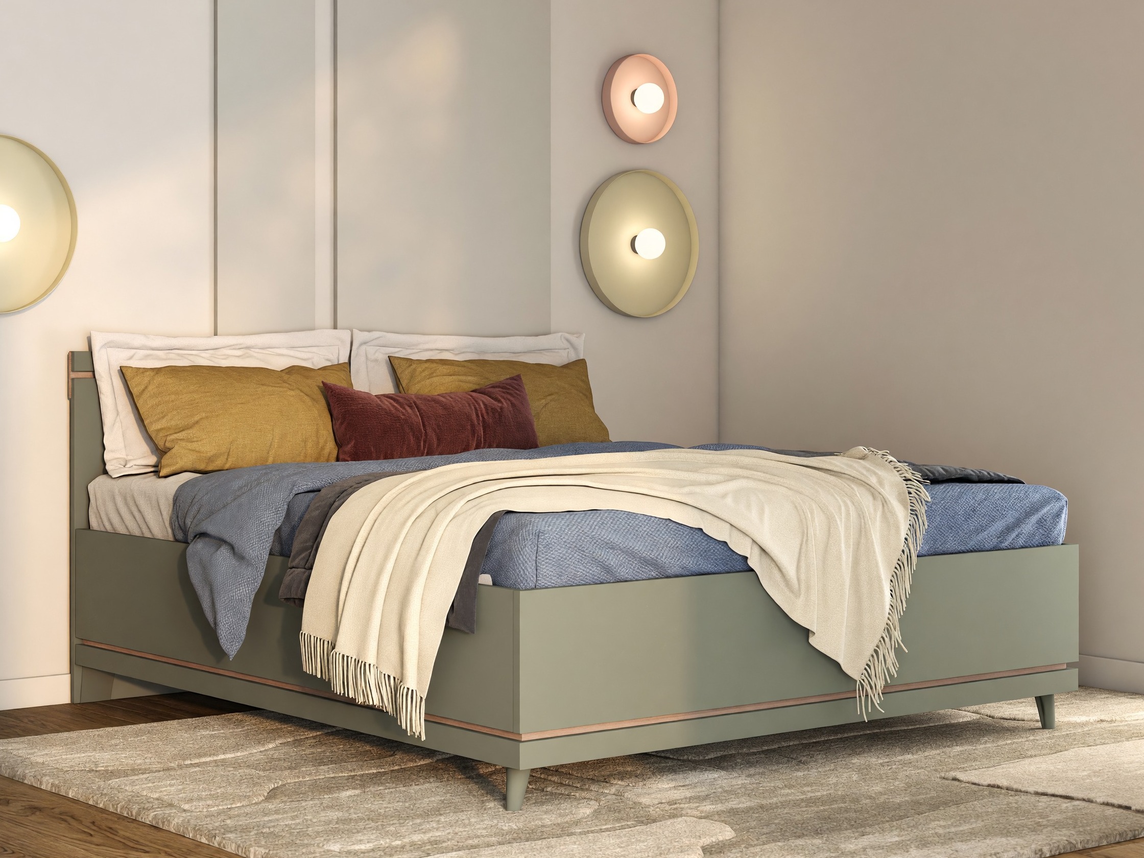 Bed Fertalu 107 (Green + Oak)