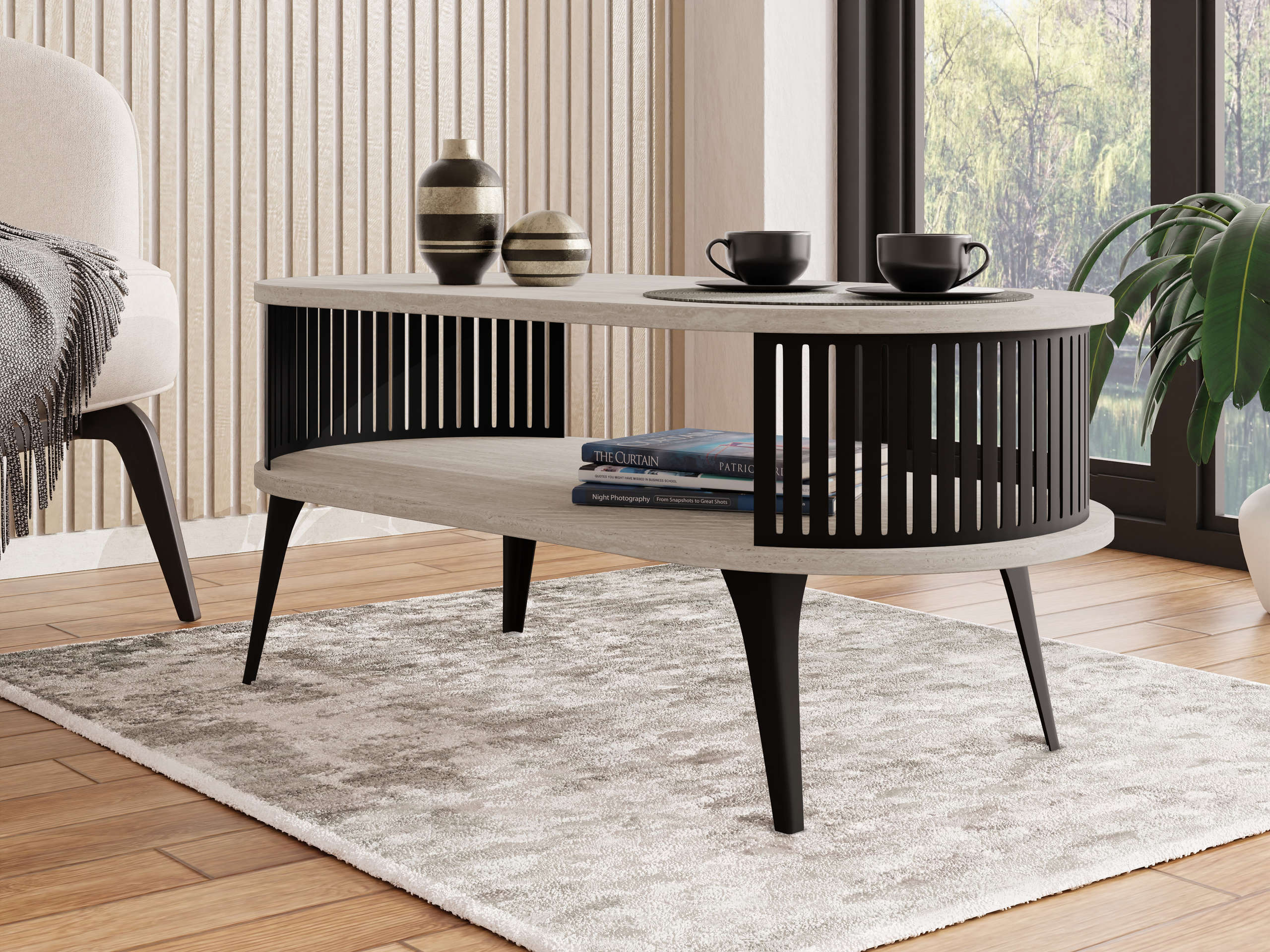 Coffee table Vitum III (Light travertine)