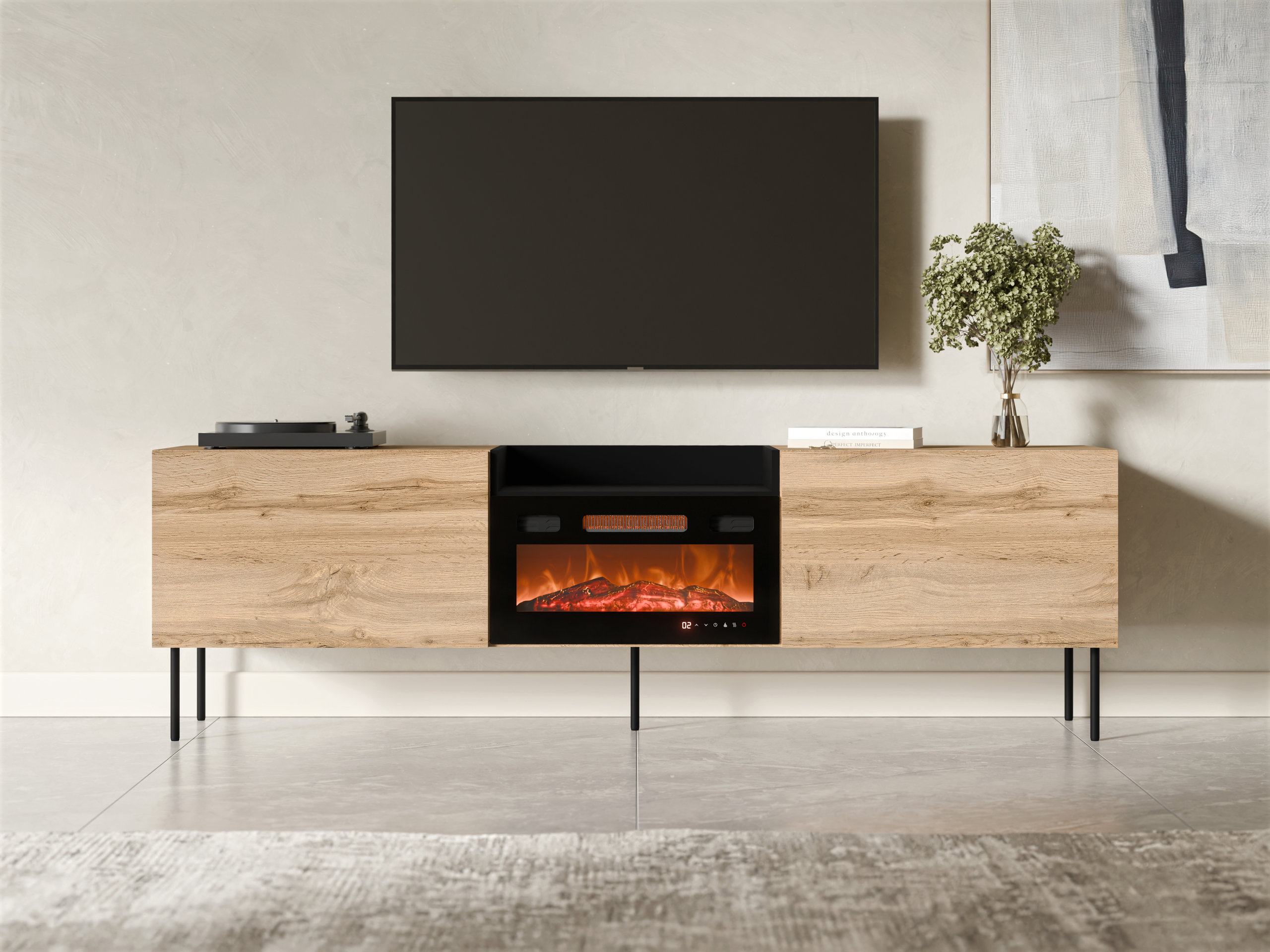 TV stand Charlotte 216 (Wotan Oak + Black)
