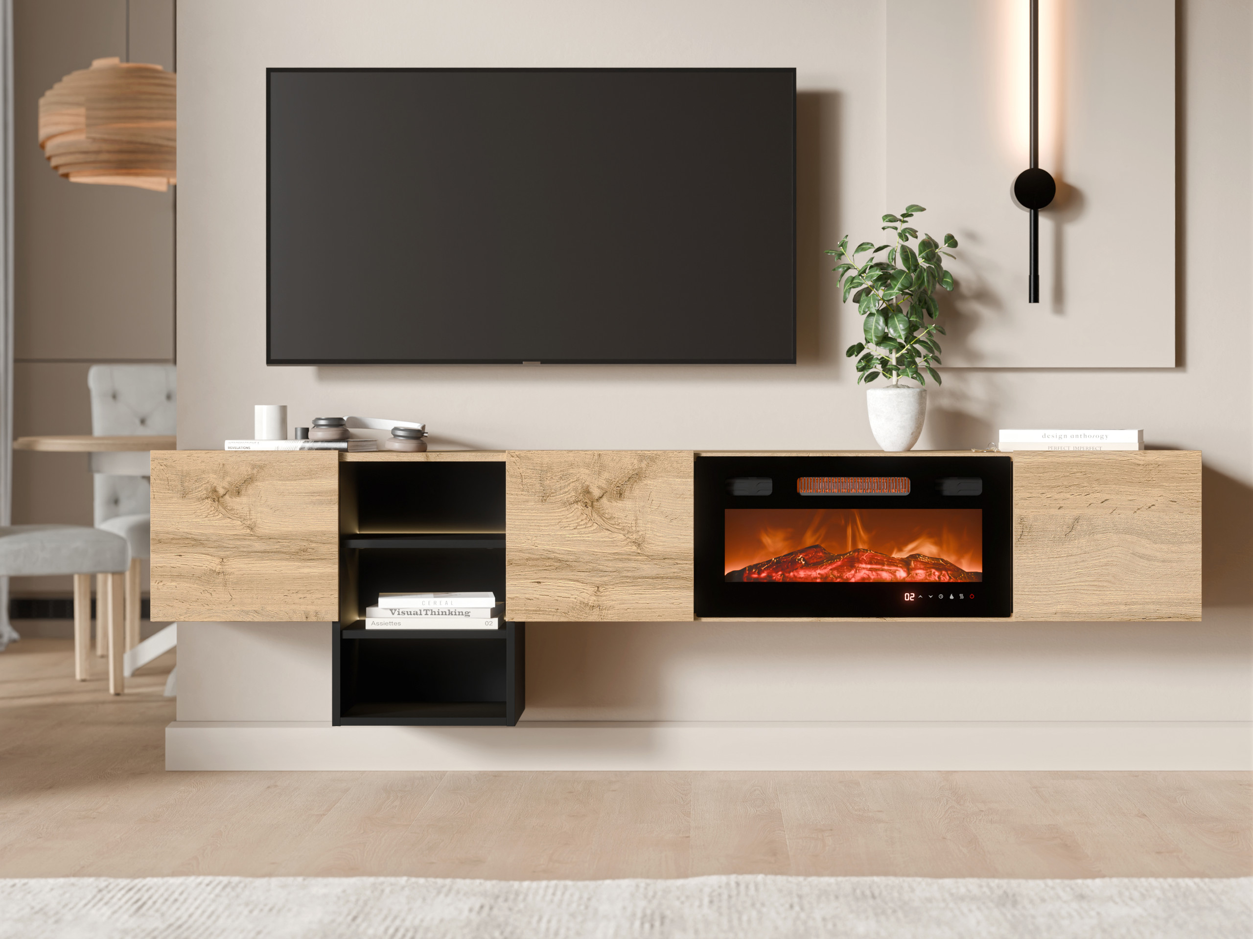 TV stand Charlotte 218 (Wotan Oak + Black)