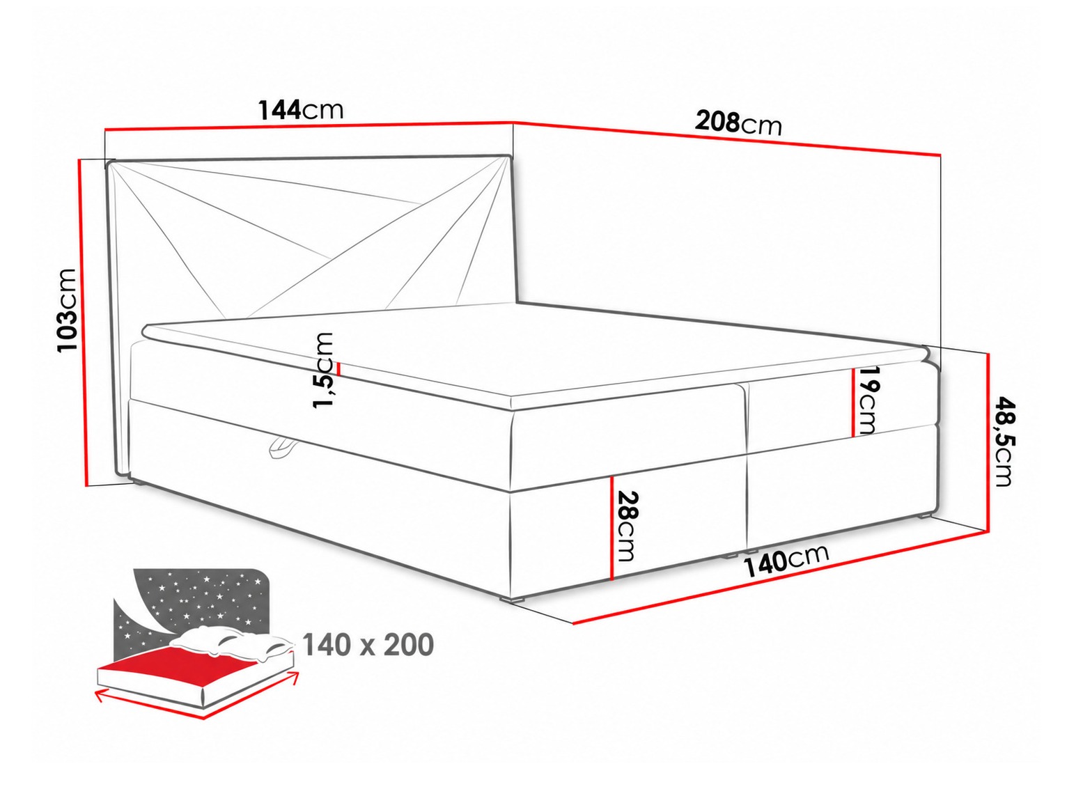 Continental bed Pons II (Kronos 34)
