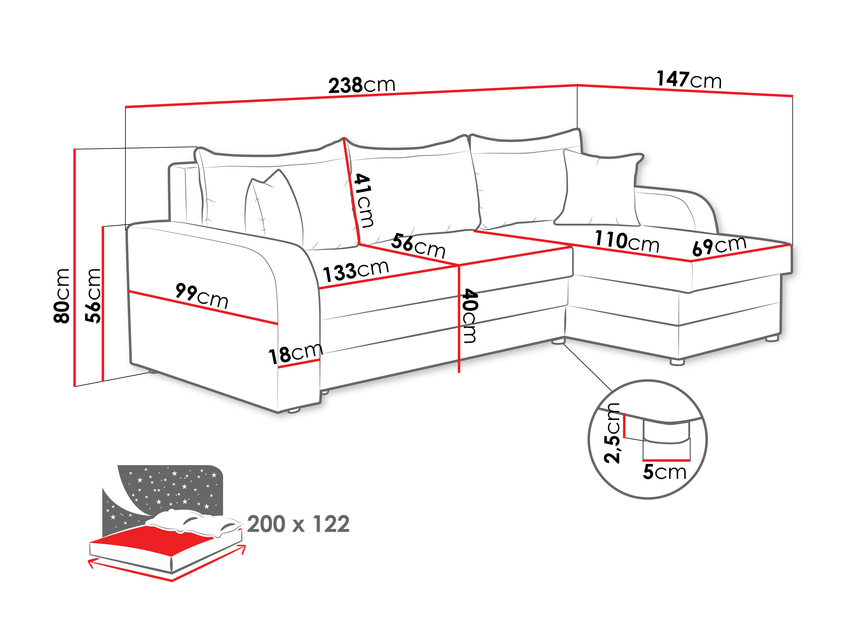 Corner sofa Comfivo Melissa (Spirit White)