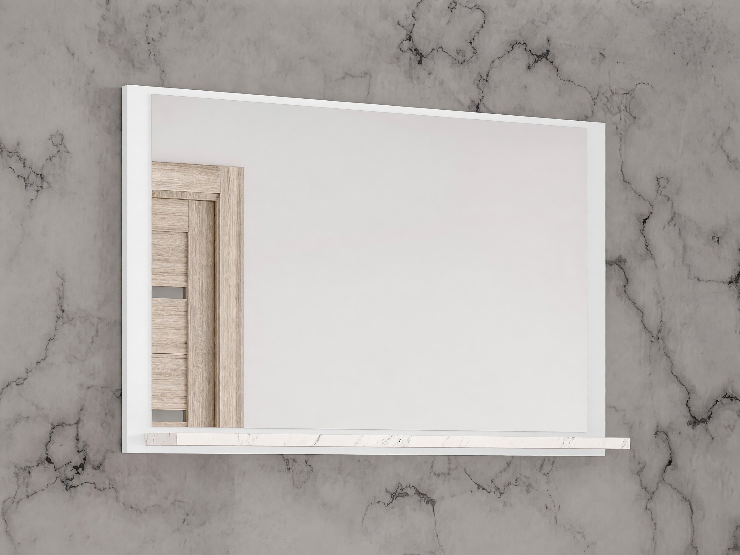 Bathroom mirror Salus (White + White marble)