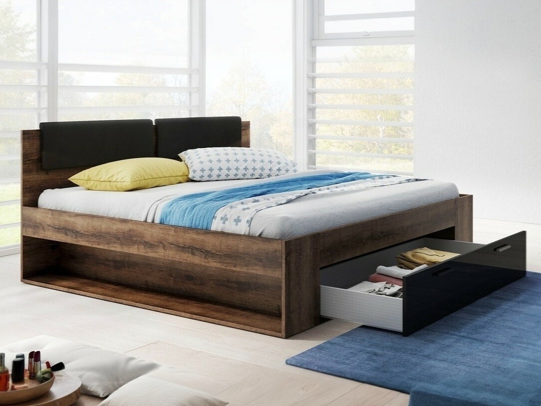 Bed Levruvu 106 (Monastery oak + Glossy black)