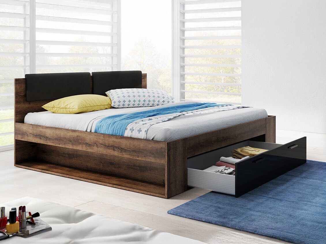 Bed Levruvu 106 (Monastery oak + Glossy black)