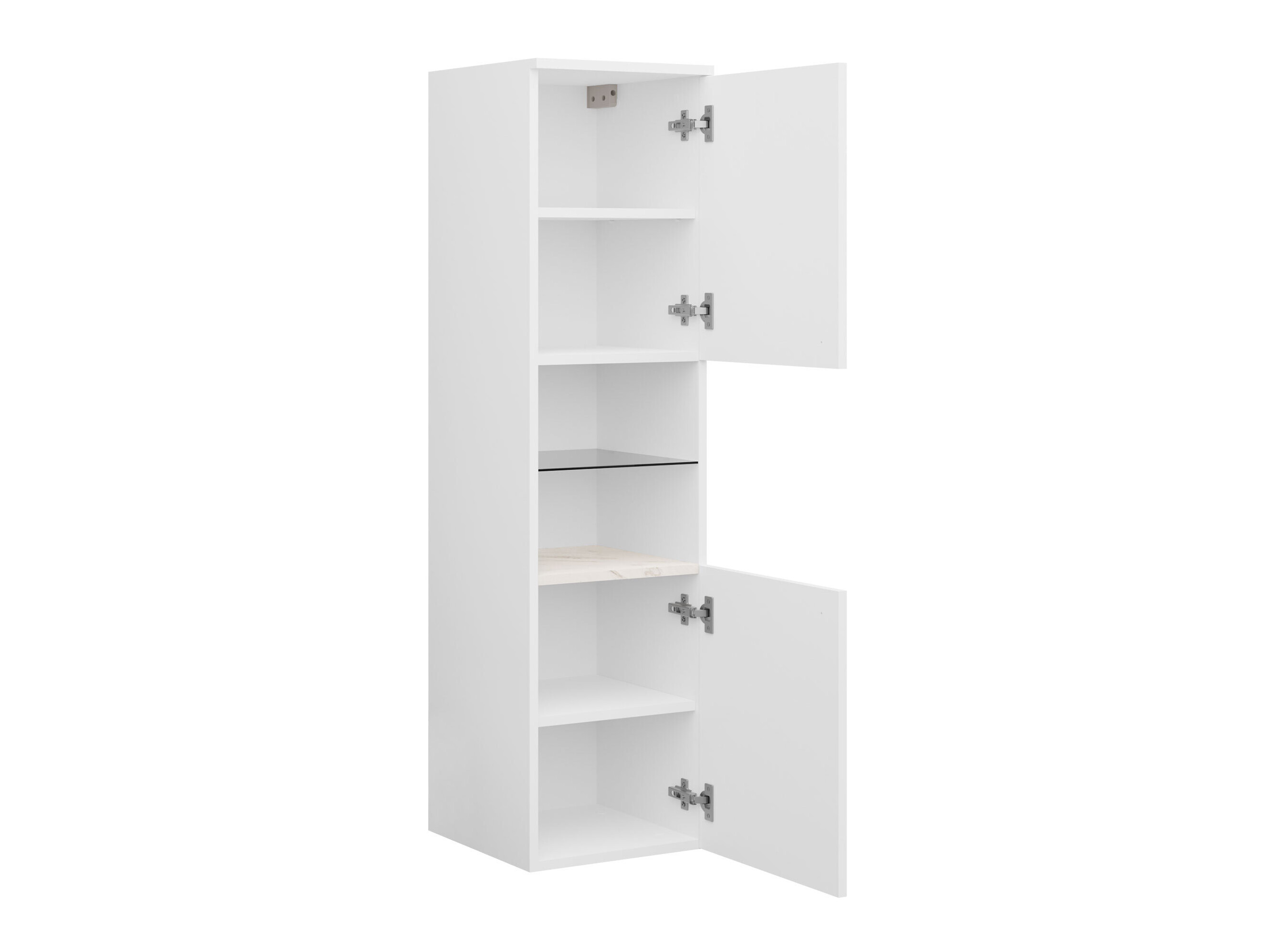 Wall-mounted bathroom cabinet Salus (White + White marble)