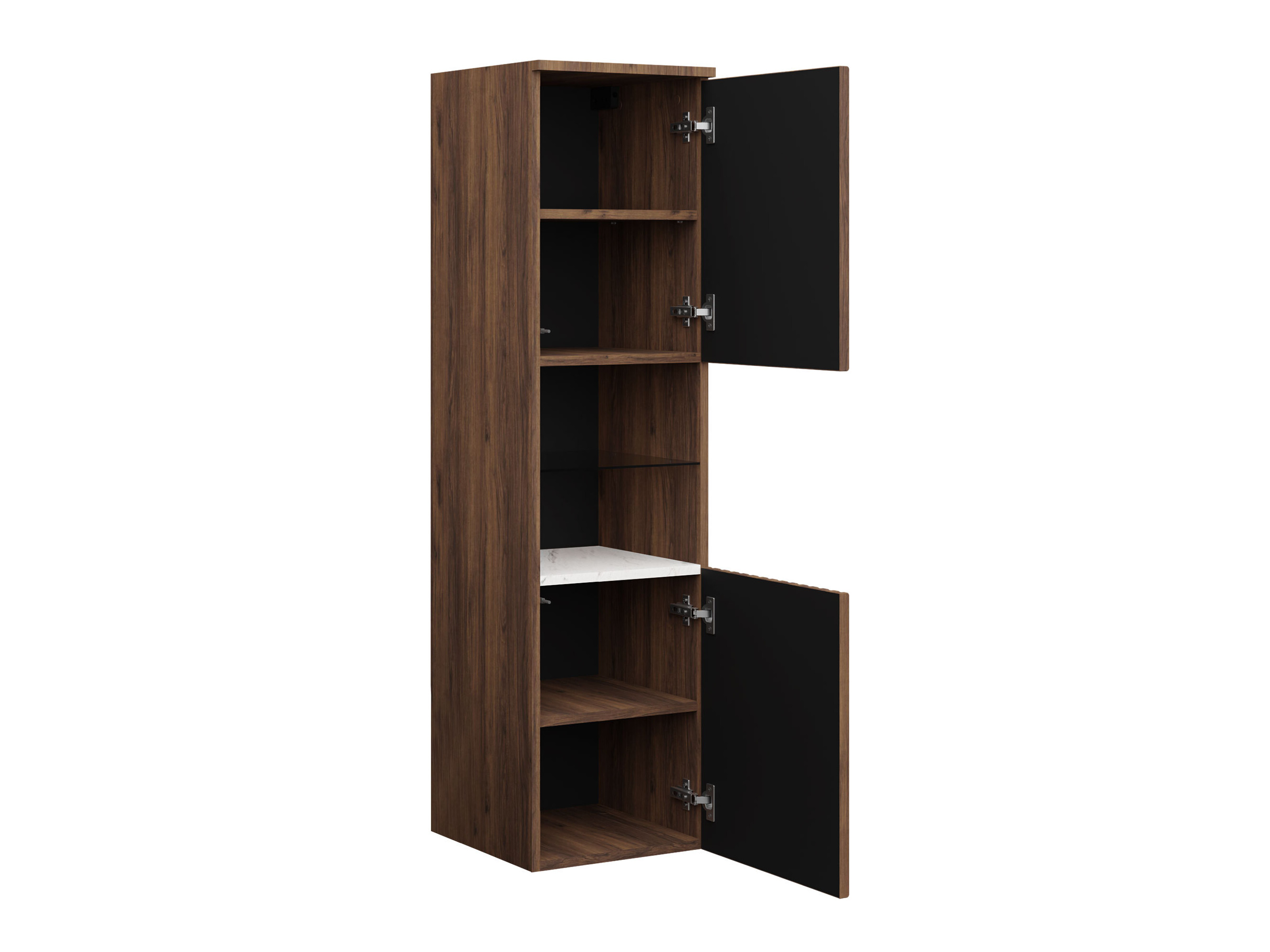 Wall-mounted bathroom cabinet Nauta (Walnut + White marble)