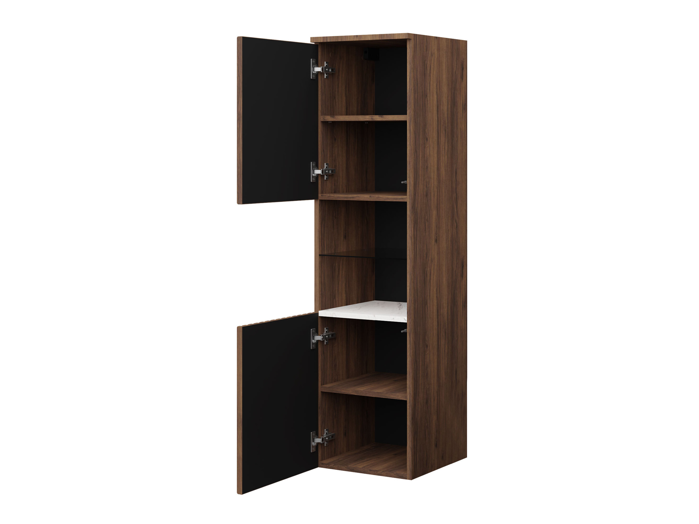 Wall-mounted bathroom cabinet Nauta (Walnut + White marble)