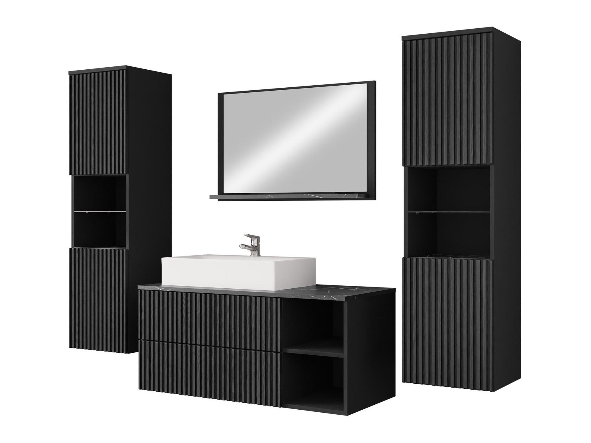 Bathroom set Nauta II (Black + Black marble)