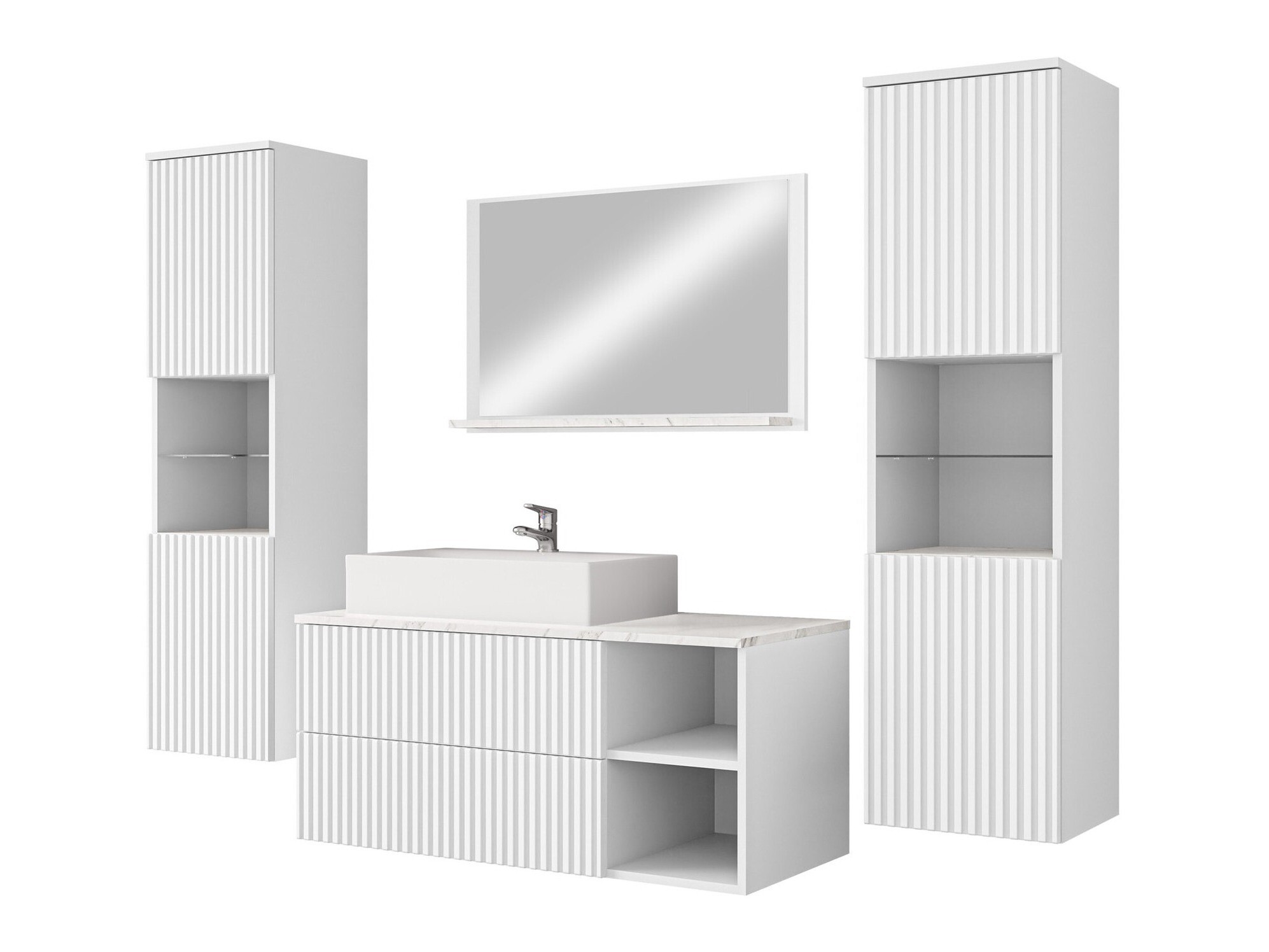 Bathroom set Nauta II (White + White marble)