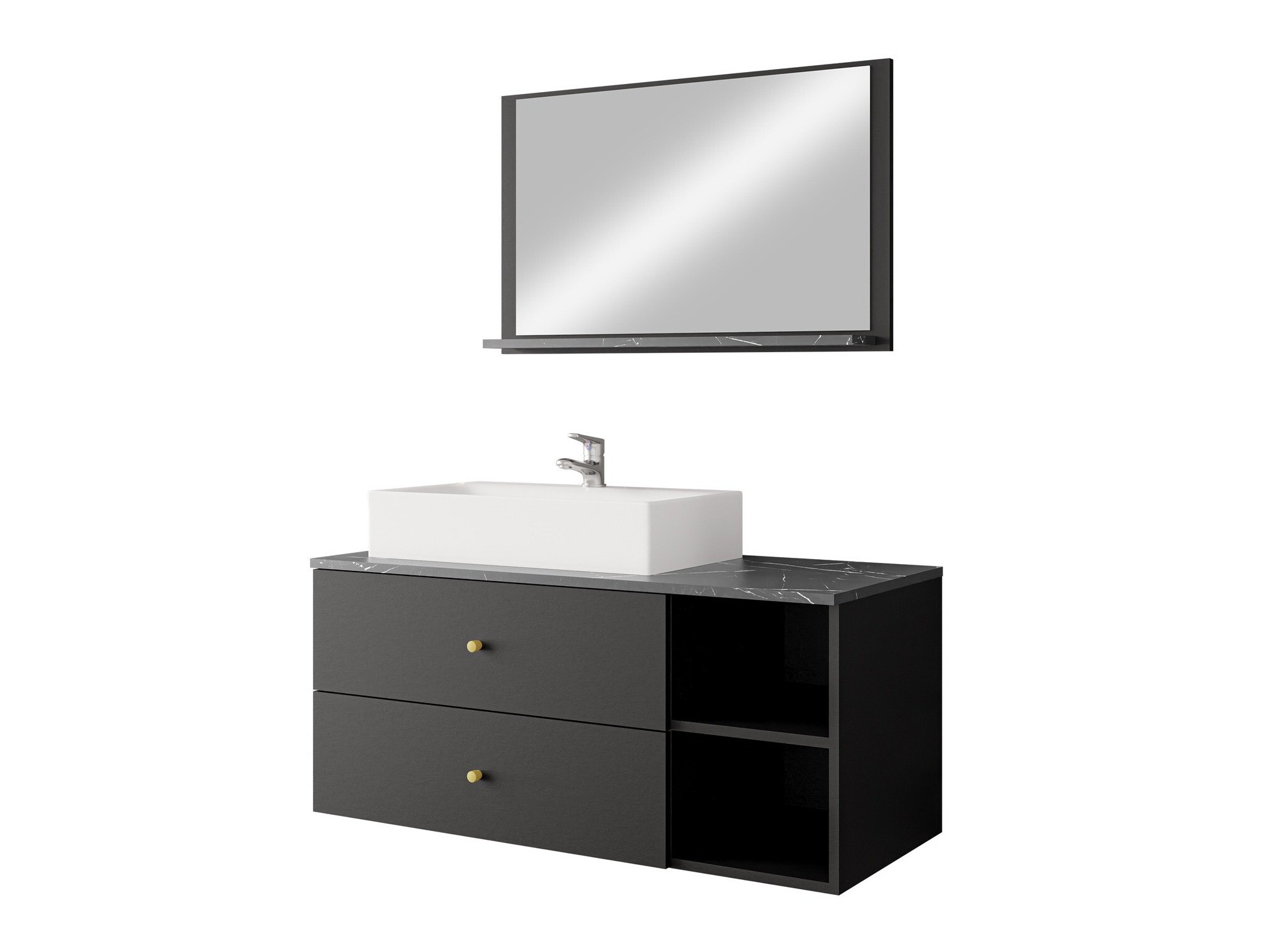 Bathroom set Salus I (Black + Black marble)