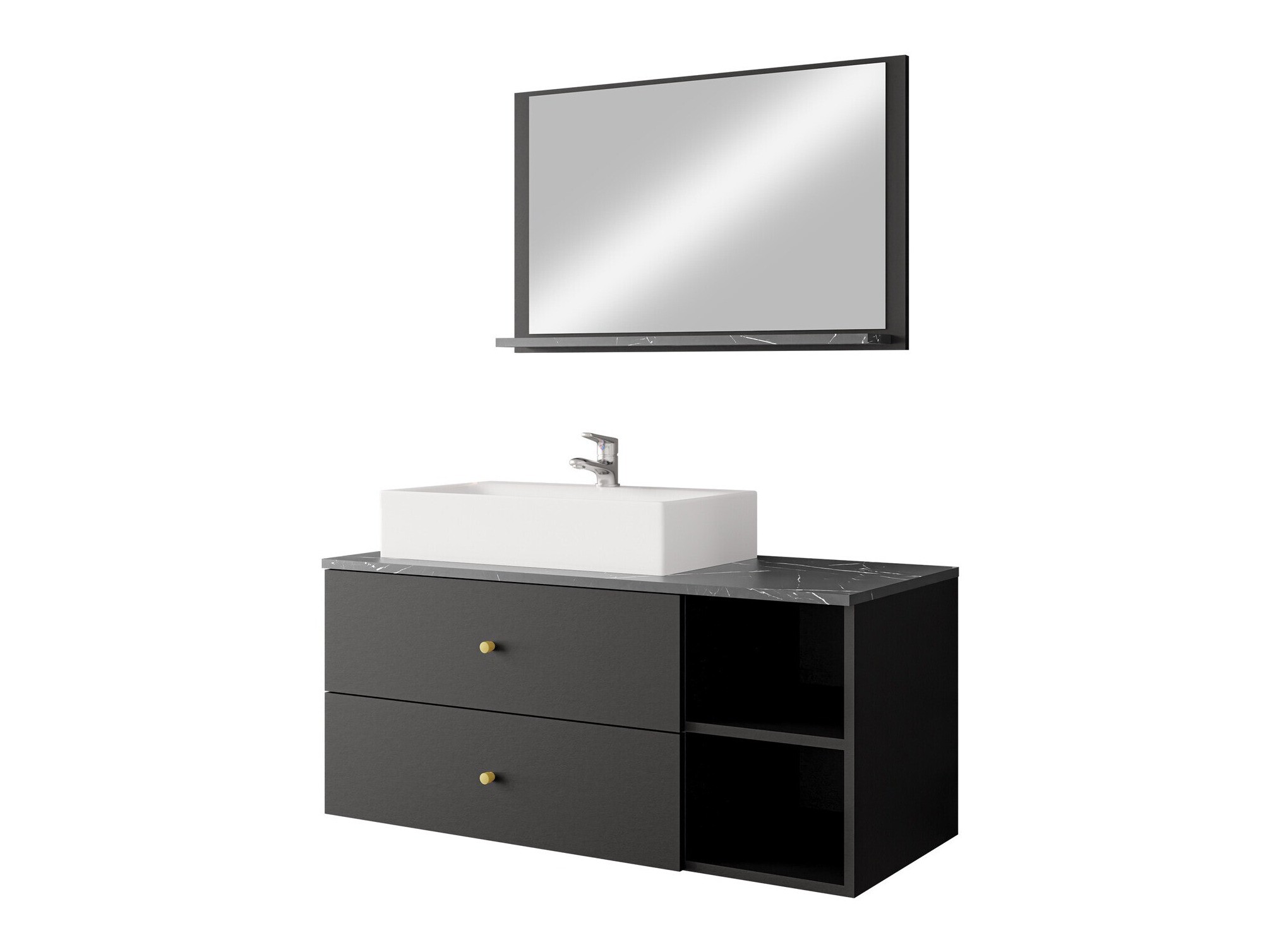 Bathroom set Salus I (Black + Black marble)