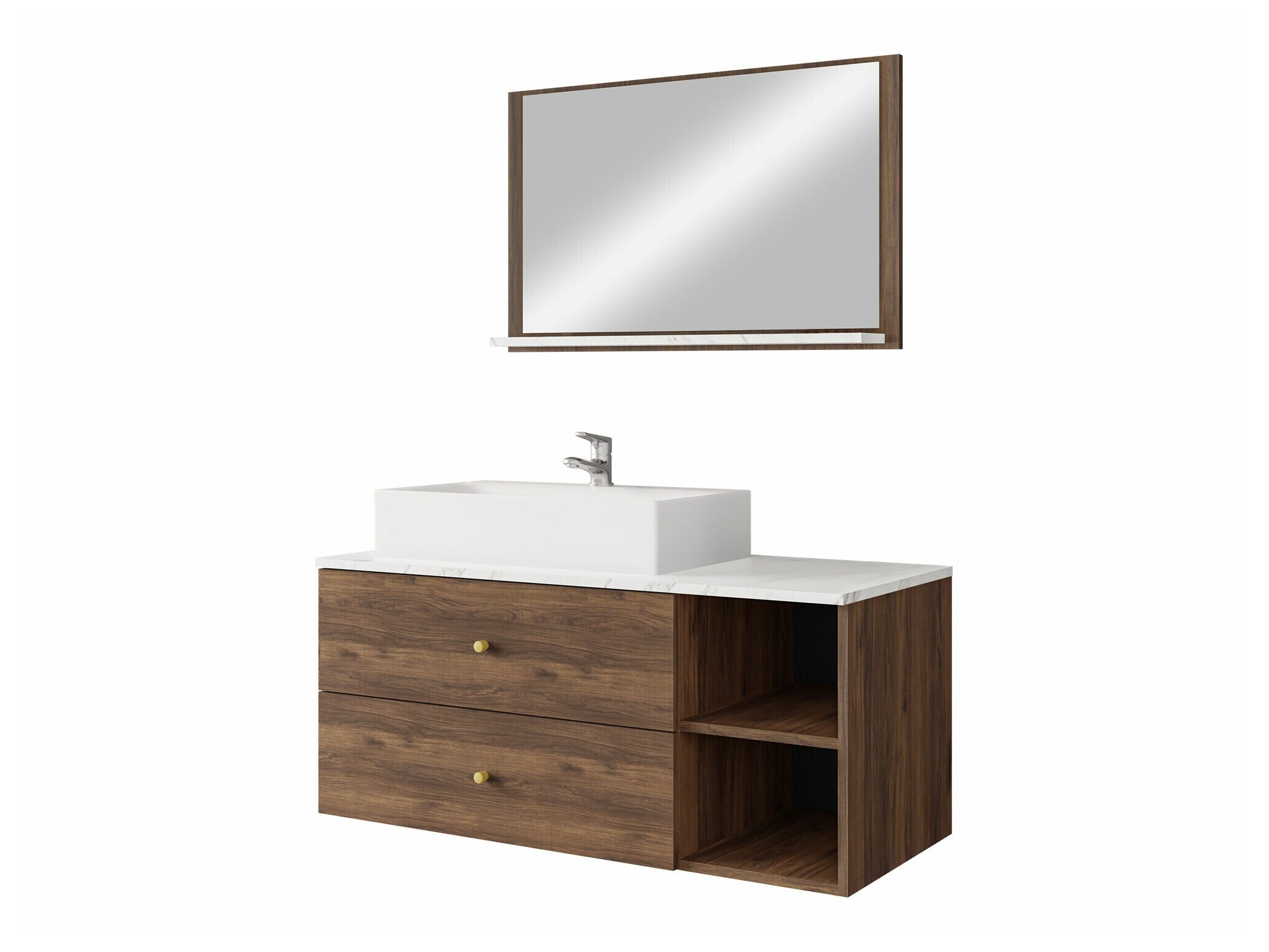 Bathroom set Salus I (Walnut + White marble)