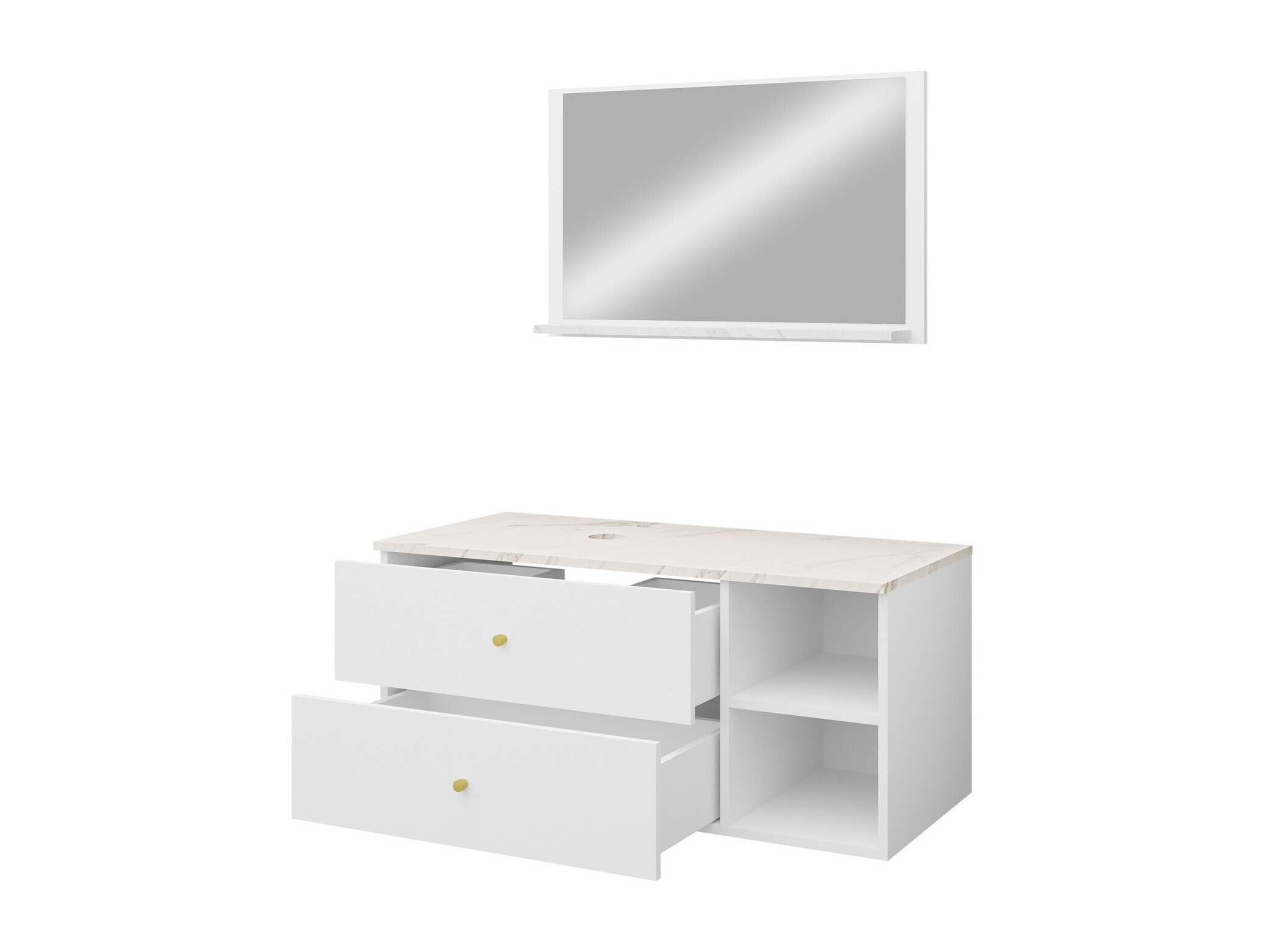 Bathroom set Salus I (Walnut + White marble)