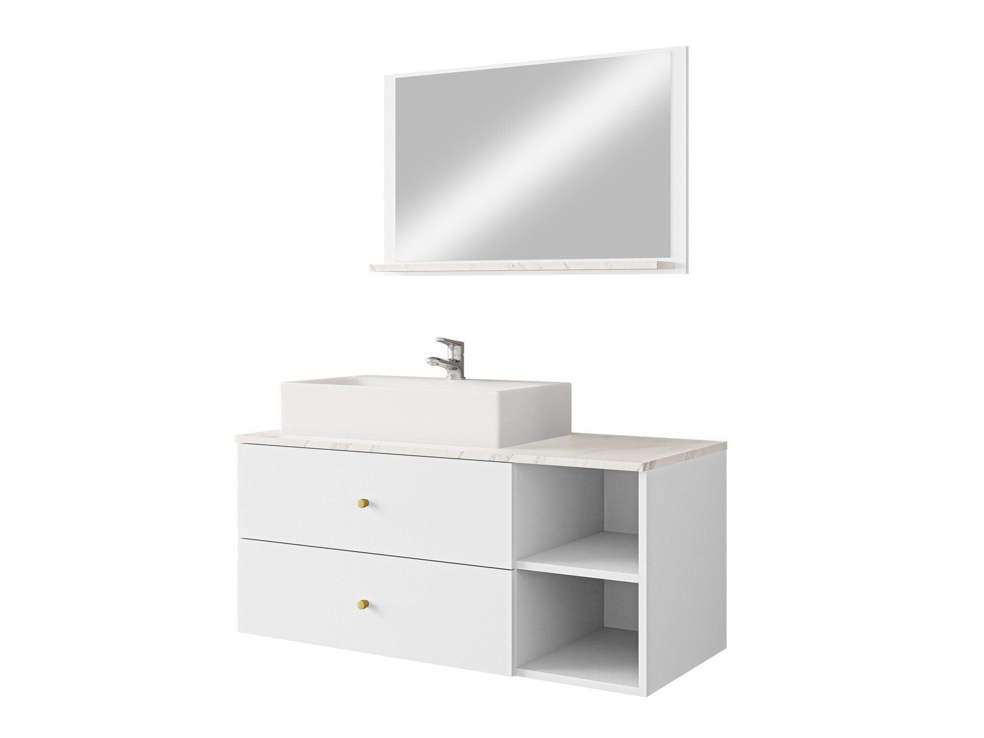 Bathroom set Salus I (White + White marble)
