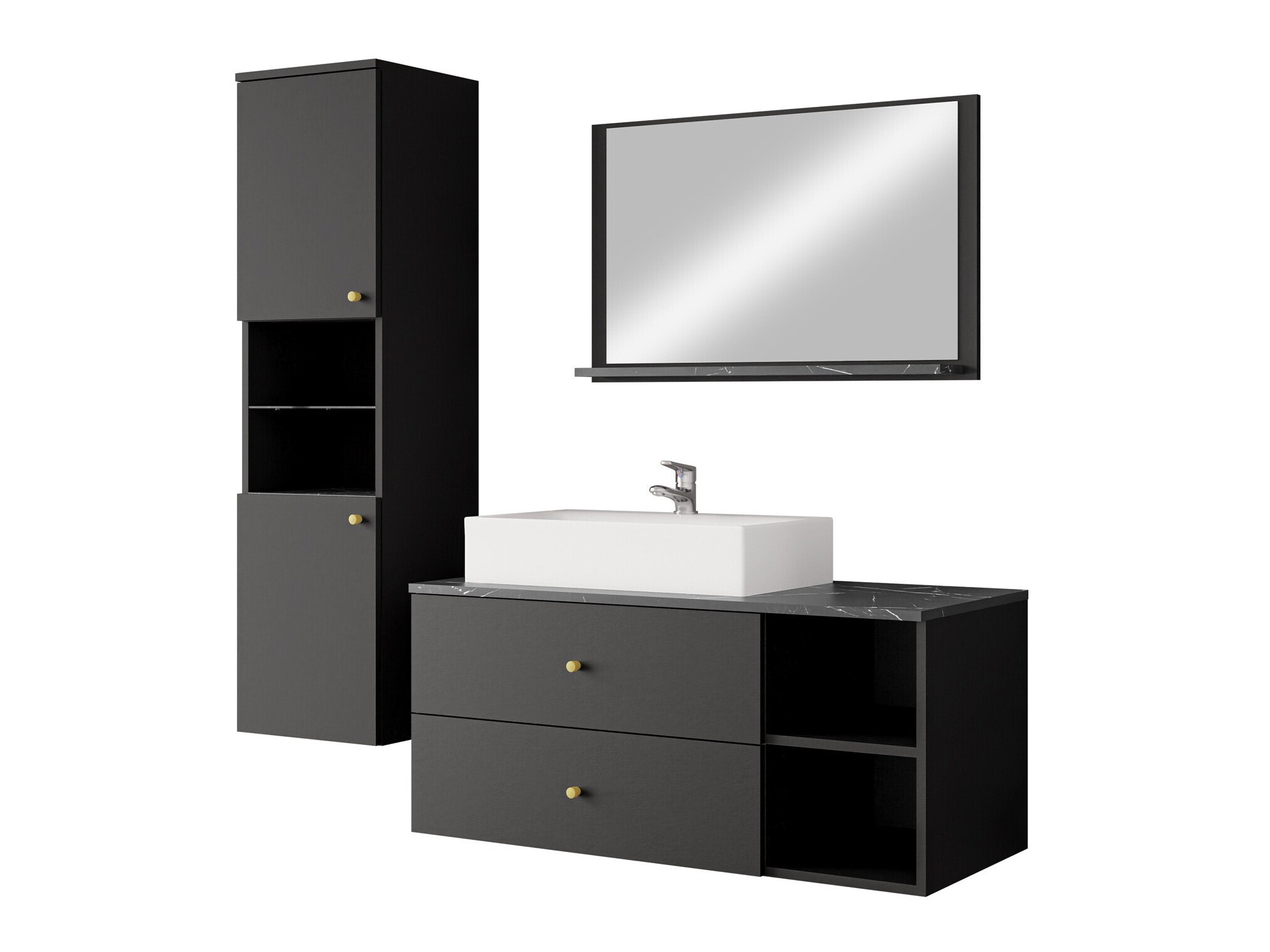 Bathroom set Salus II (Black + Black marble)