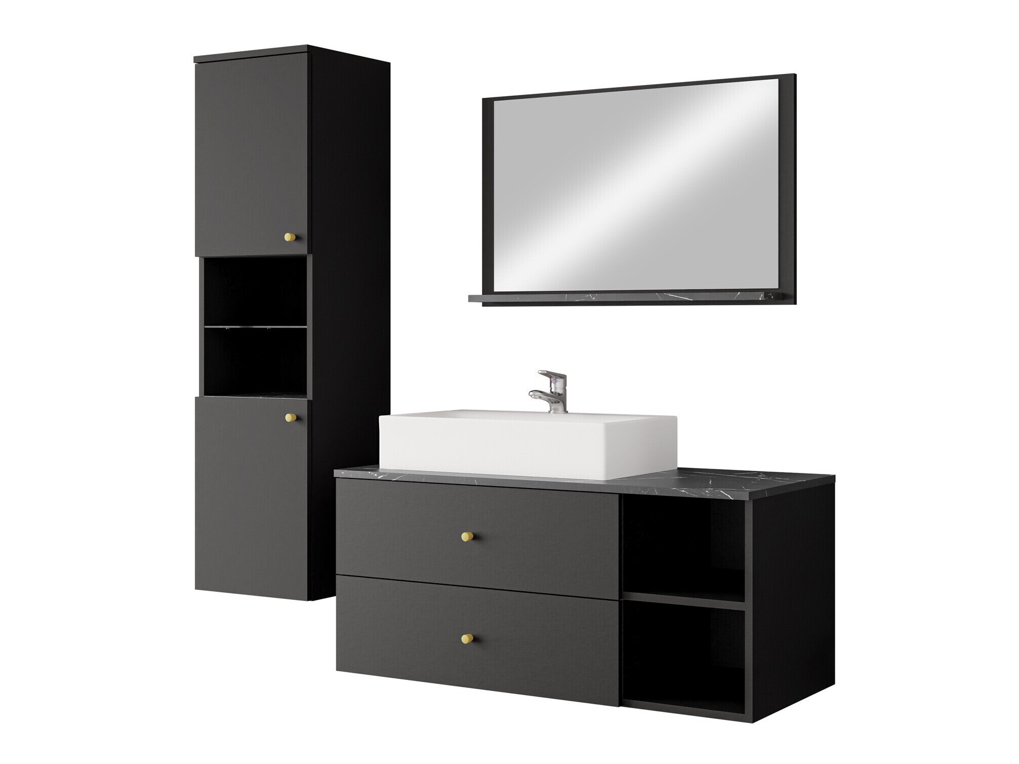 Bathroom set Salus II (Black + Black marble)