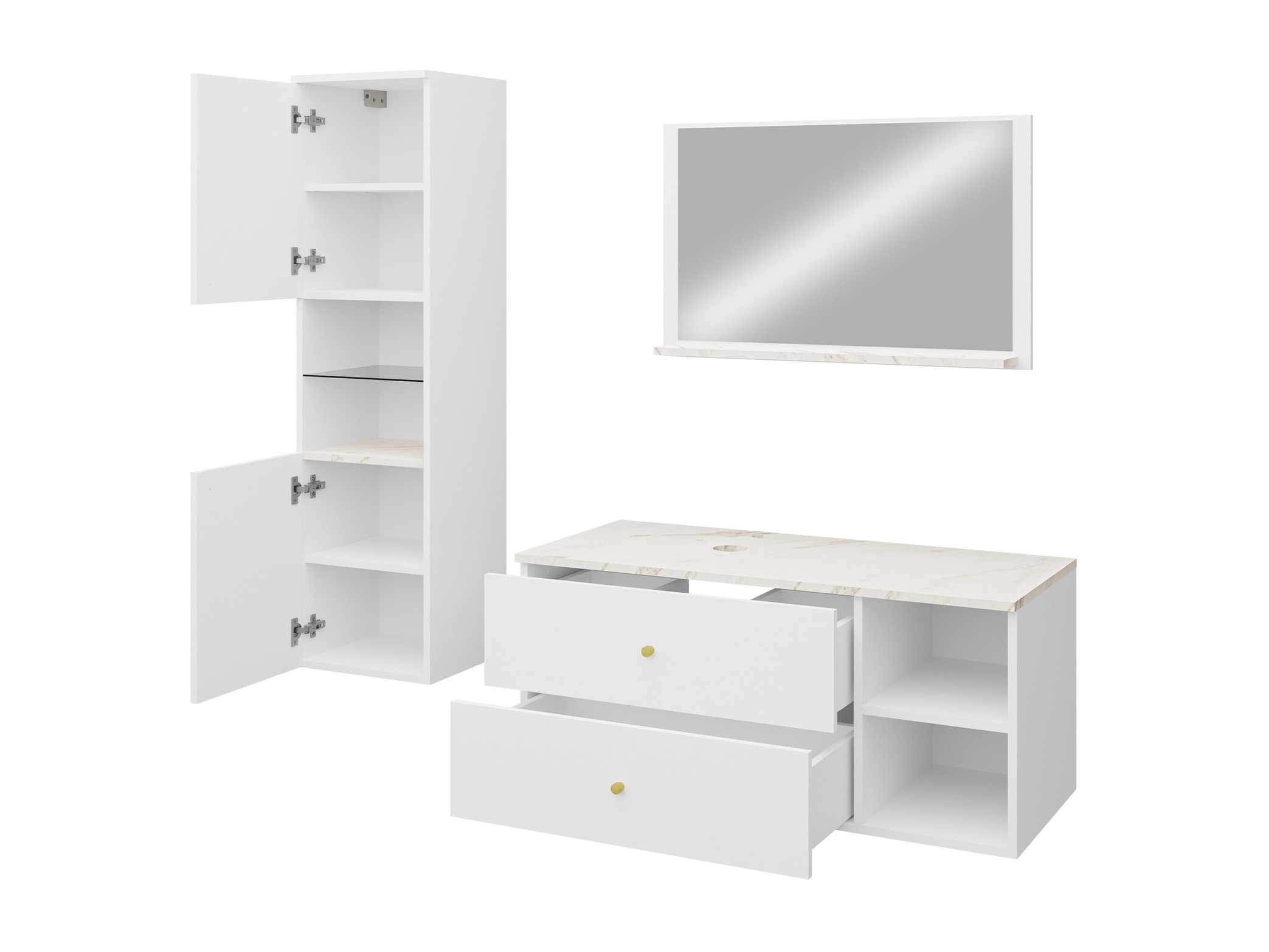 Bathroom set Salus II (Walnut + White marble)