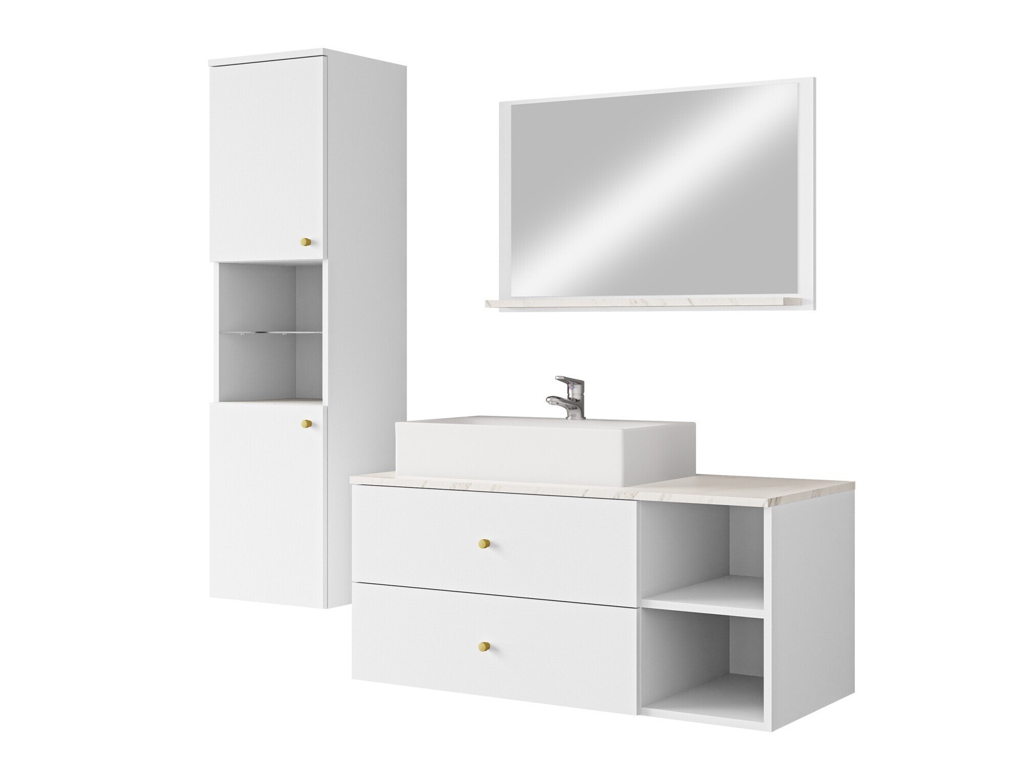 Bathroom set Salus II (White + White marble)