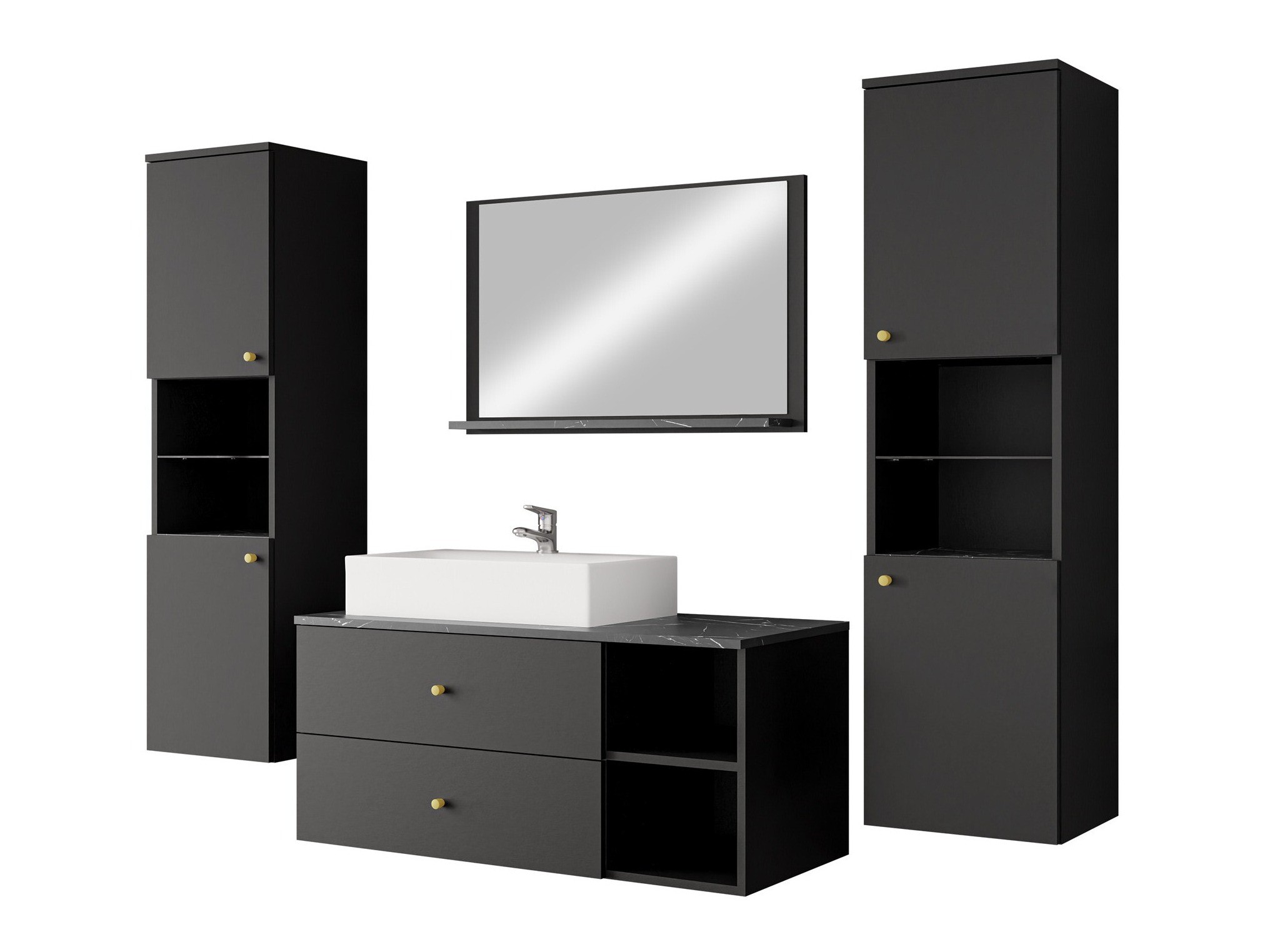 Bathroom set Salus III (Black + Black marble)