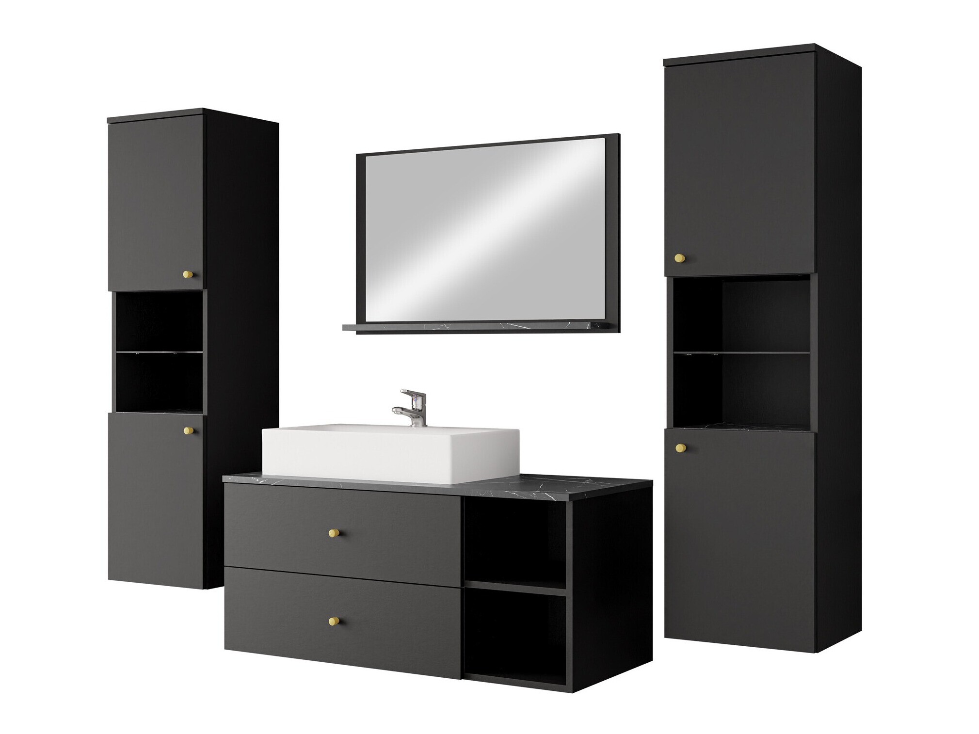 Bathroom set Salus III (Black + Black marble)
