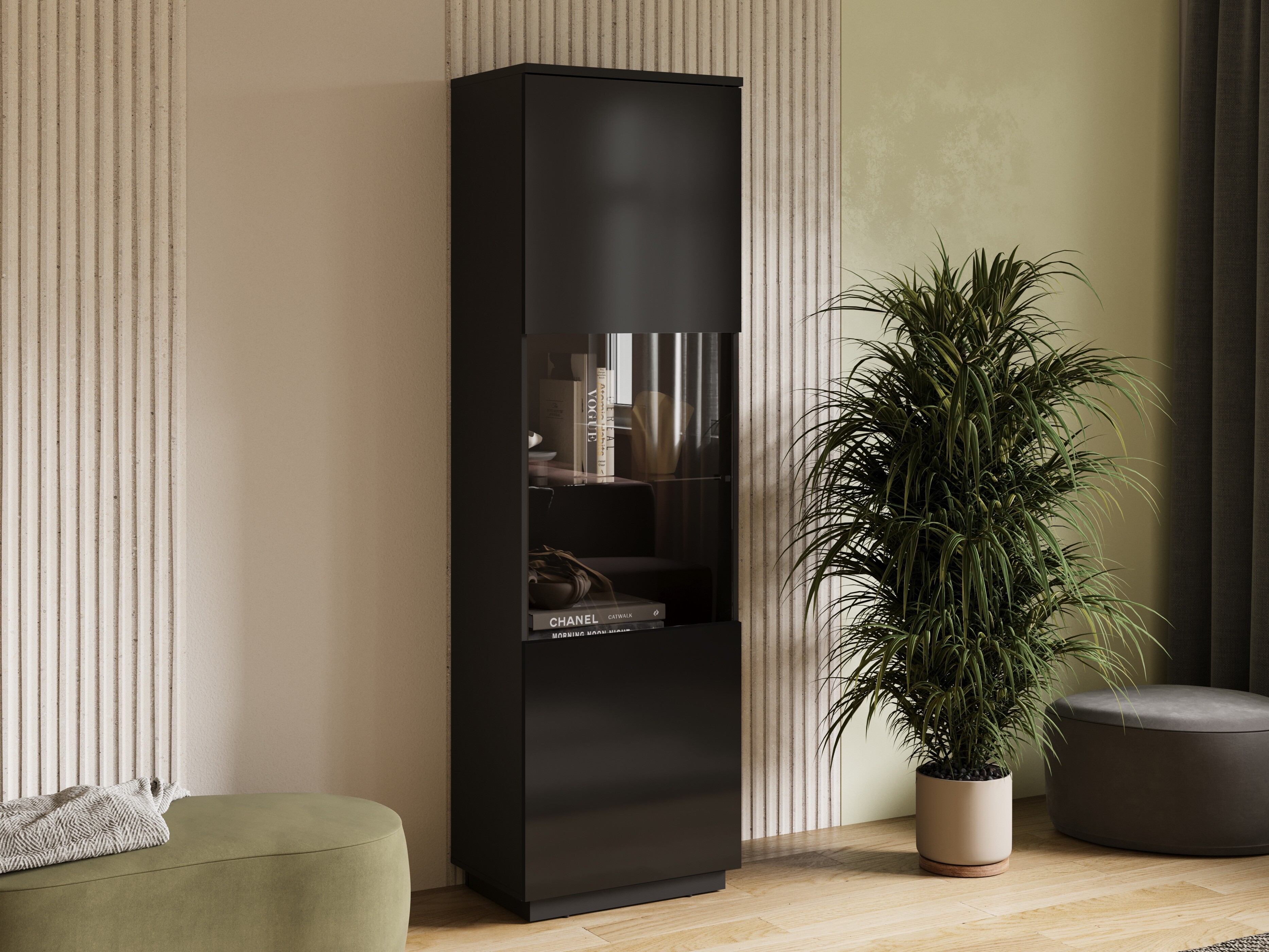 Bookcase Talevaro 101 (Black + Glossy black)