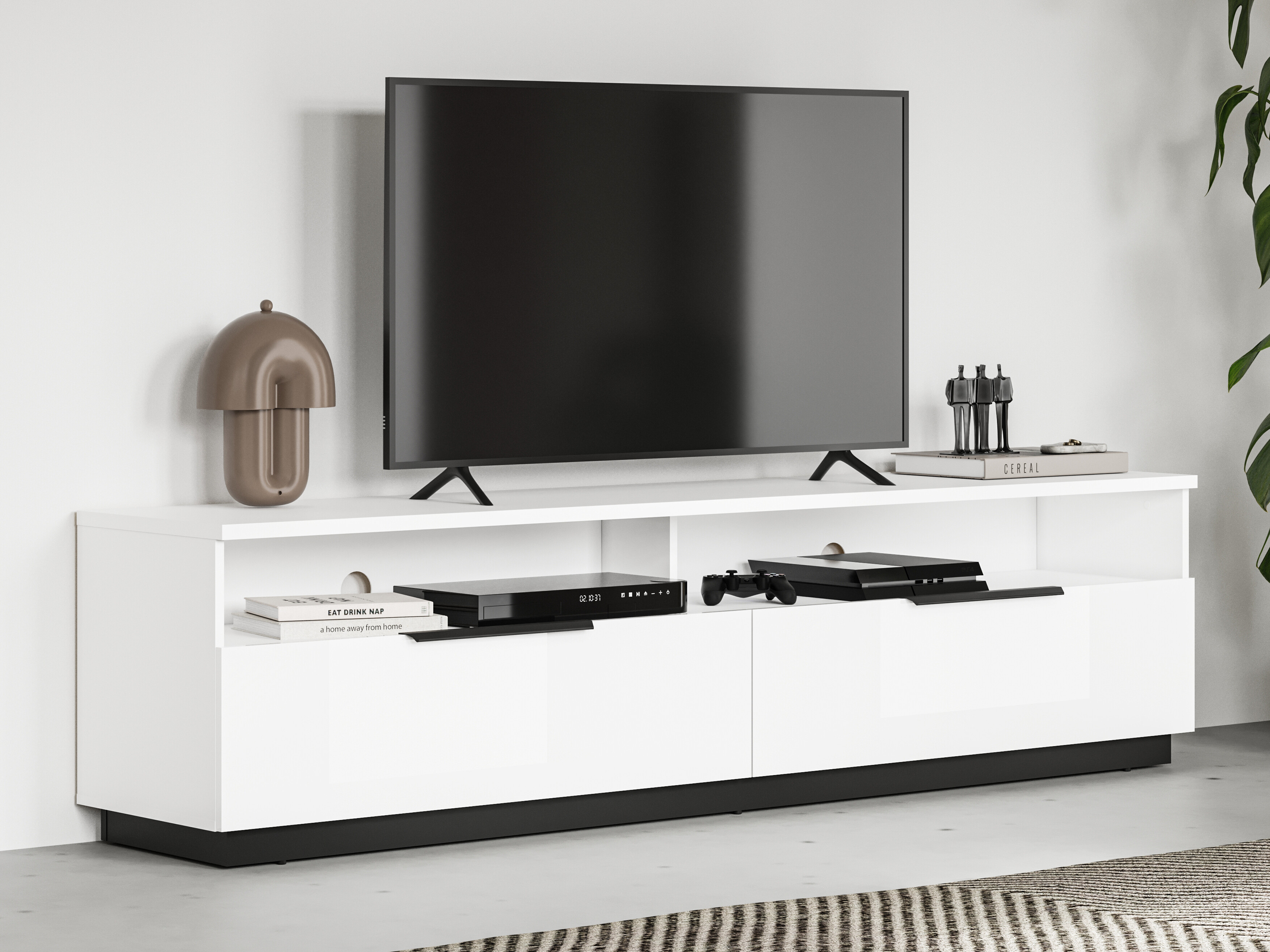 TV stand Talevaro 102 (White + Glossy white)