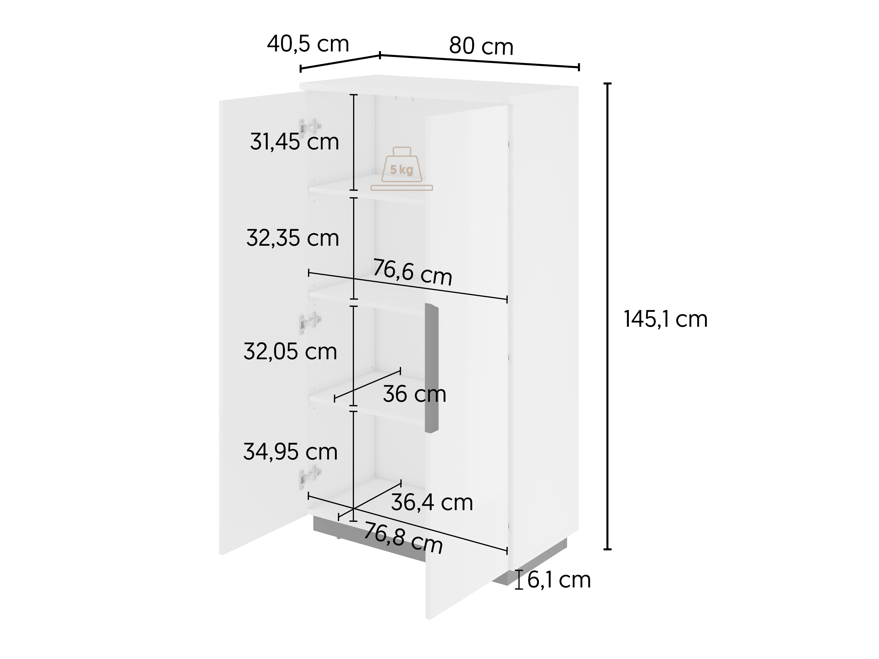 Bookcase Talevaro 104 (White + Glossy white)