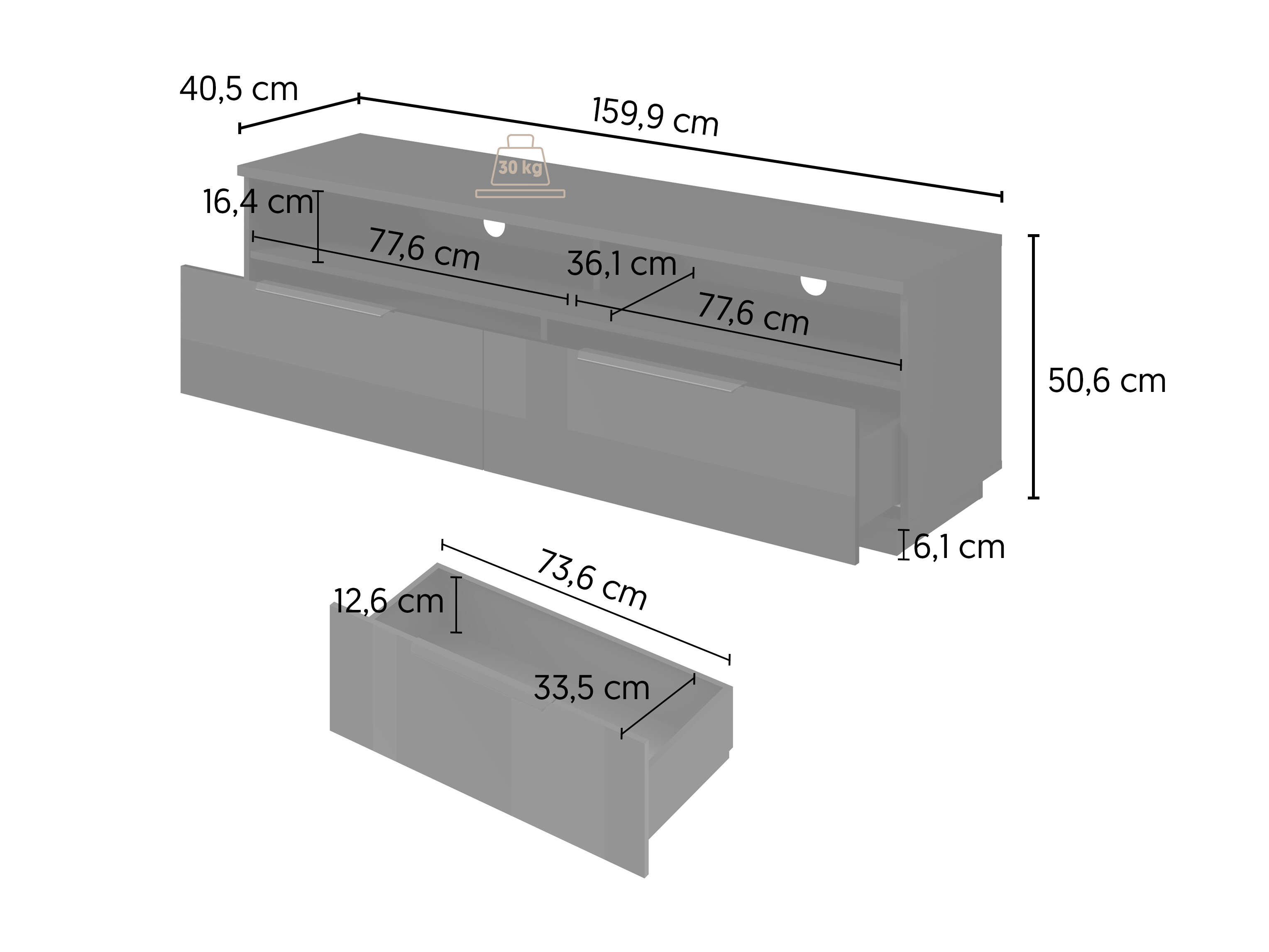 TV stand Talevaro 103 (Black + Glossy black)