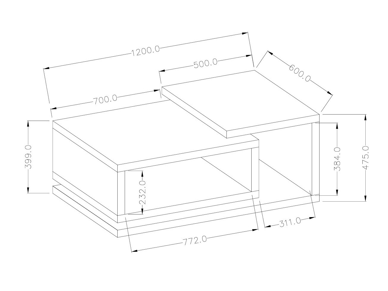 Coffee table Lutiva 104 (Anthracite + Ribbec oak)