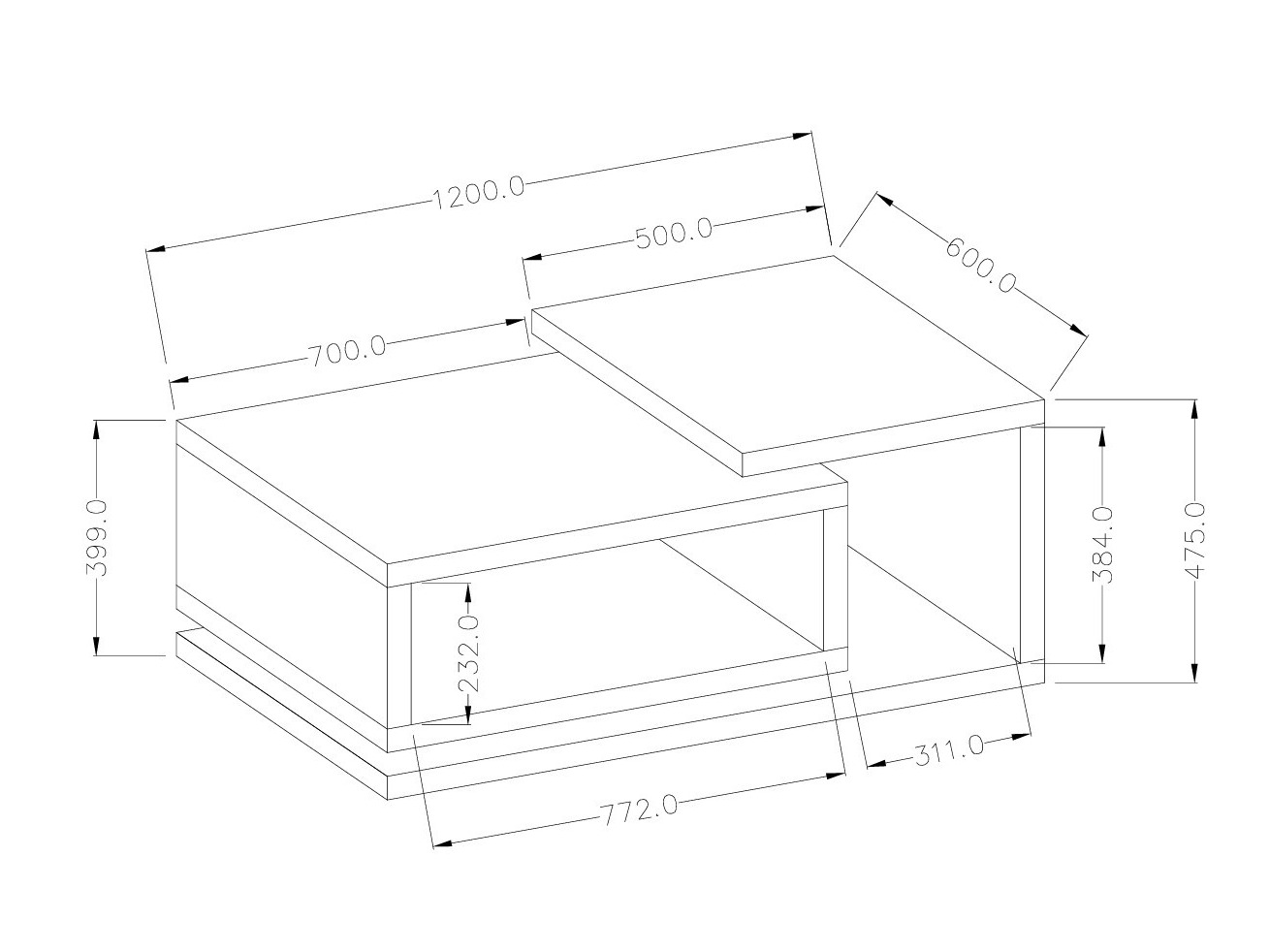 Coffee table Lutiva 104 (White + Concrete)