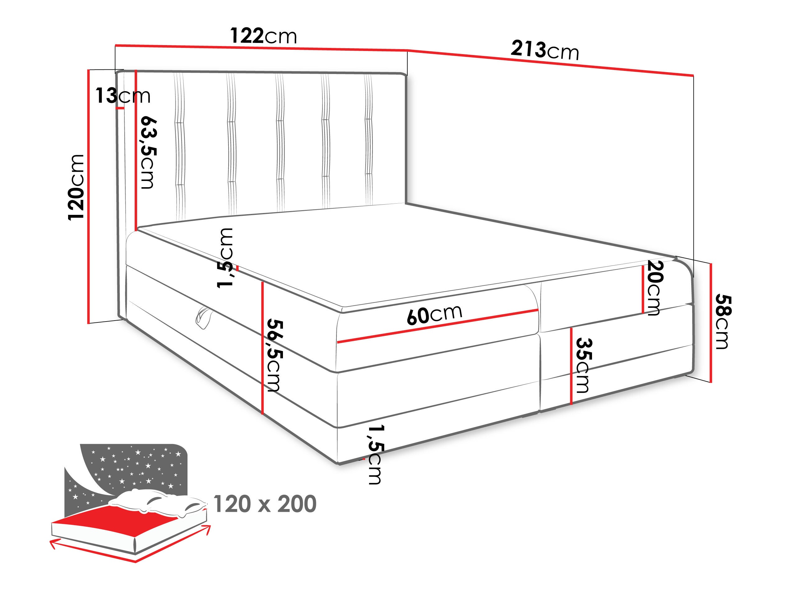 Continental bed Villa (Kameleon 04 + Kameleon 15)