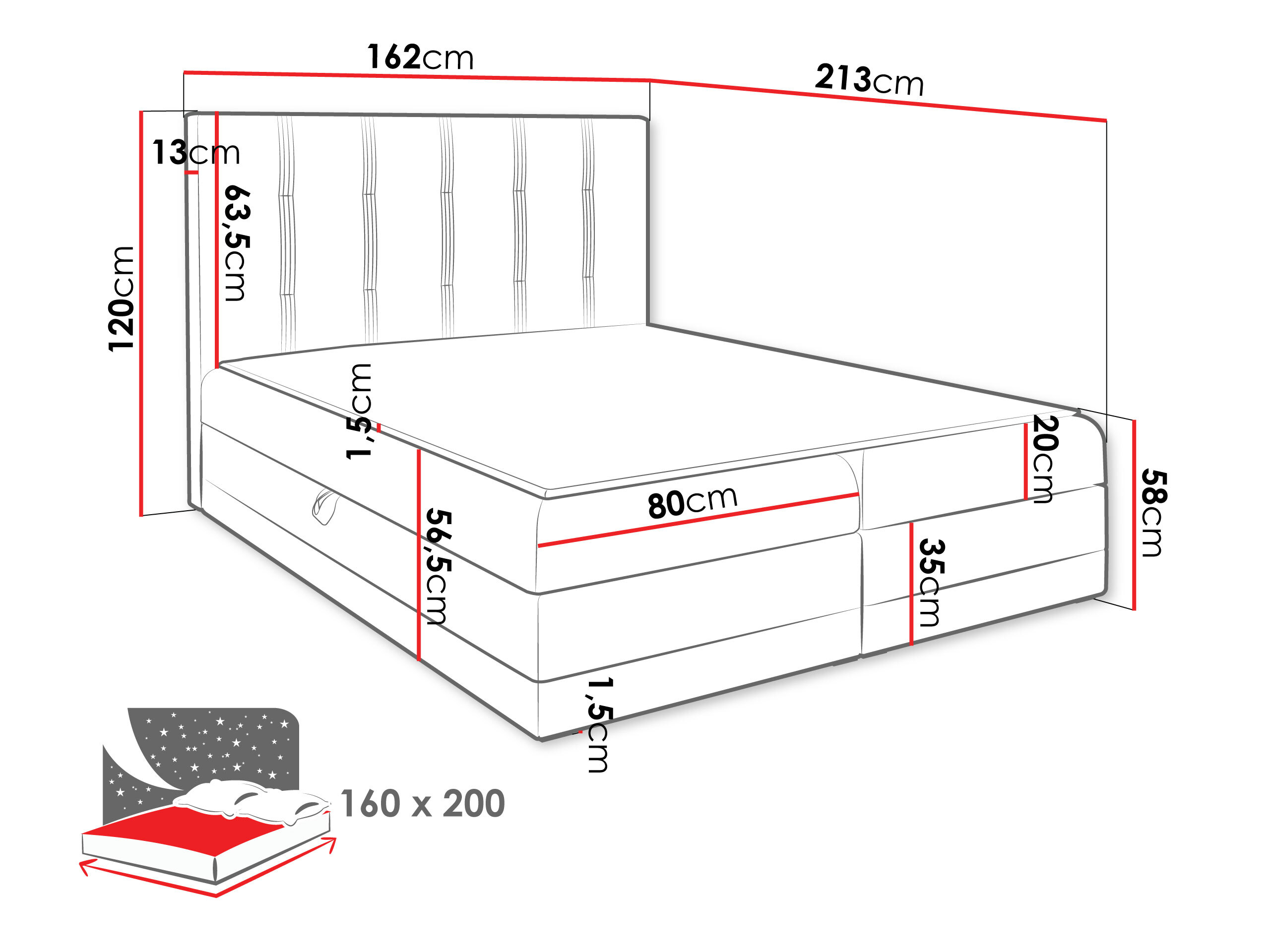 Continental bed Villa (Kameleon 15 + Kameleon 63)