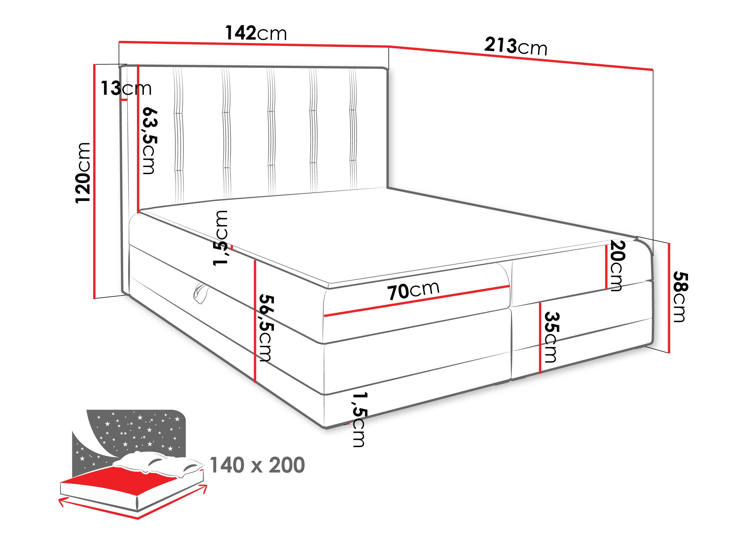 Continental bed Villa (Kameleon 9 + Kameleon 29)