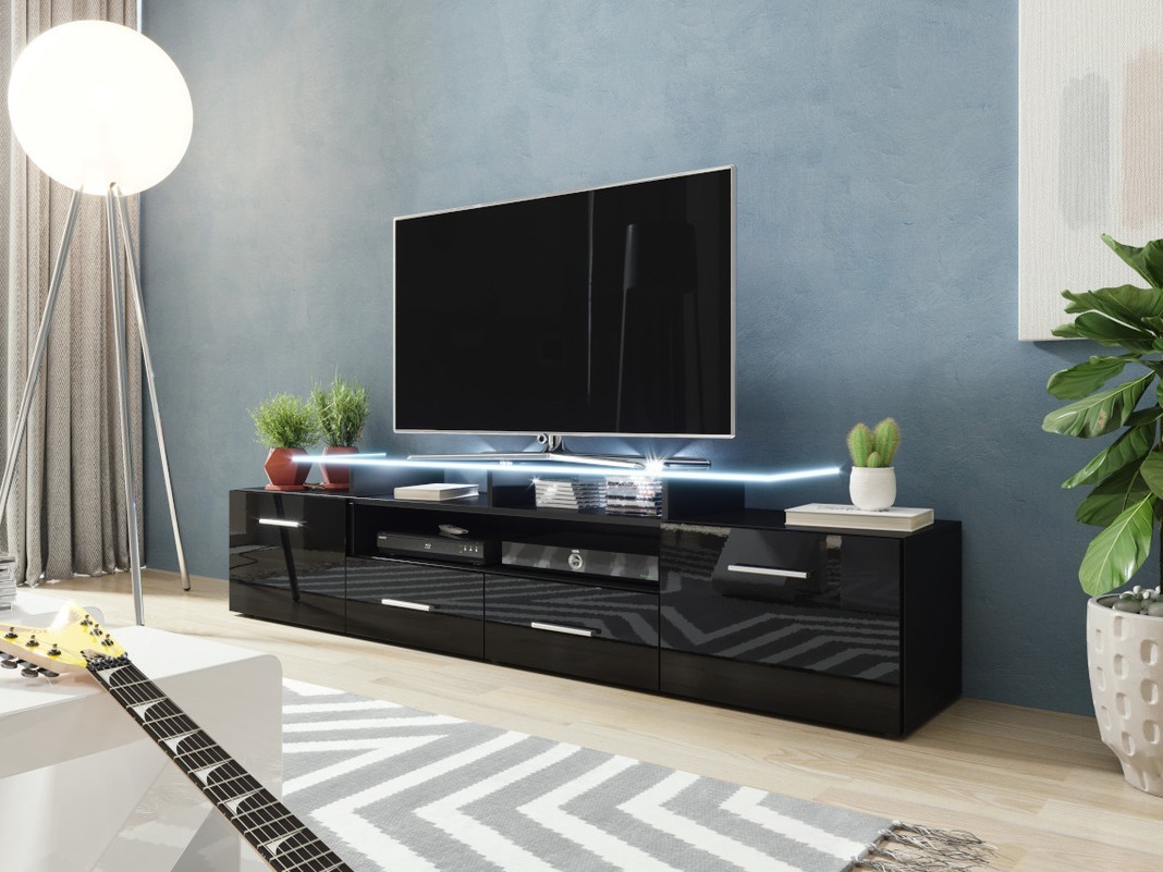 TV stand Charlotte 117 (Black + Glossy black)