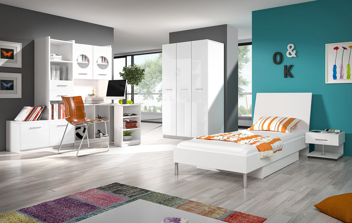 Wardrobe Campus (White + Glossy white)